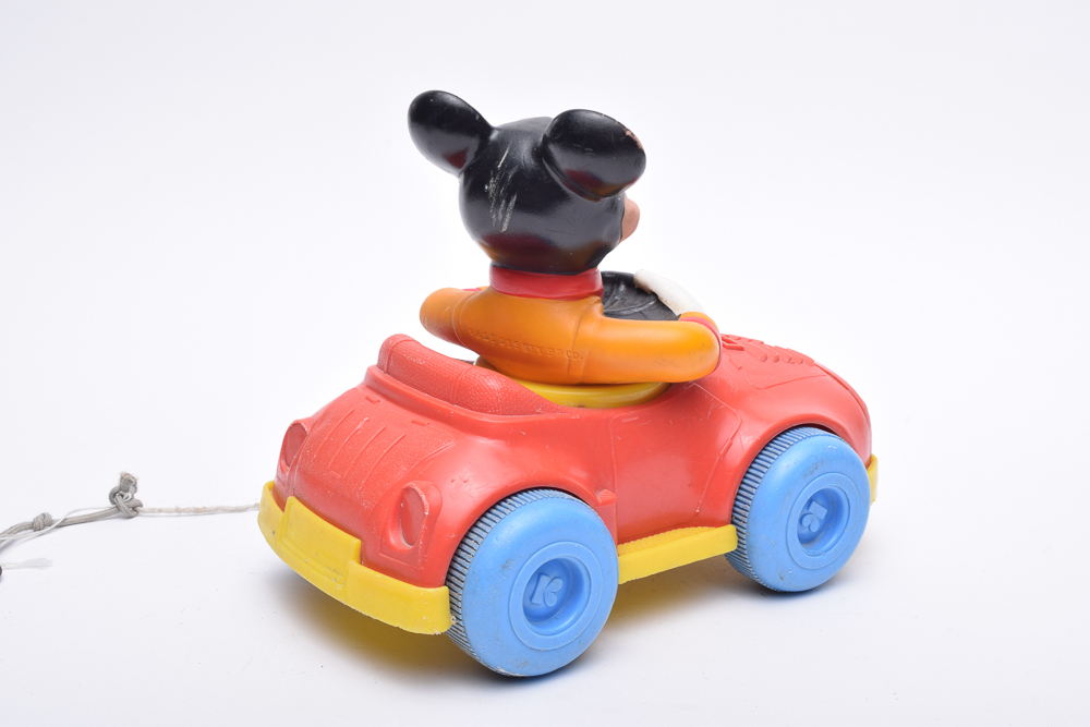 Mickey Mouse Watch and Vintage Toy Pull Car