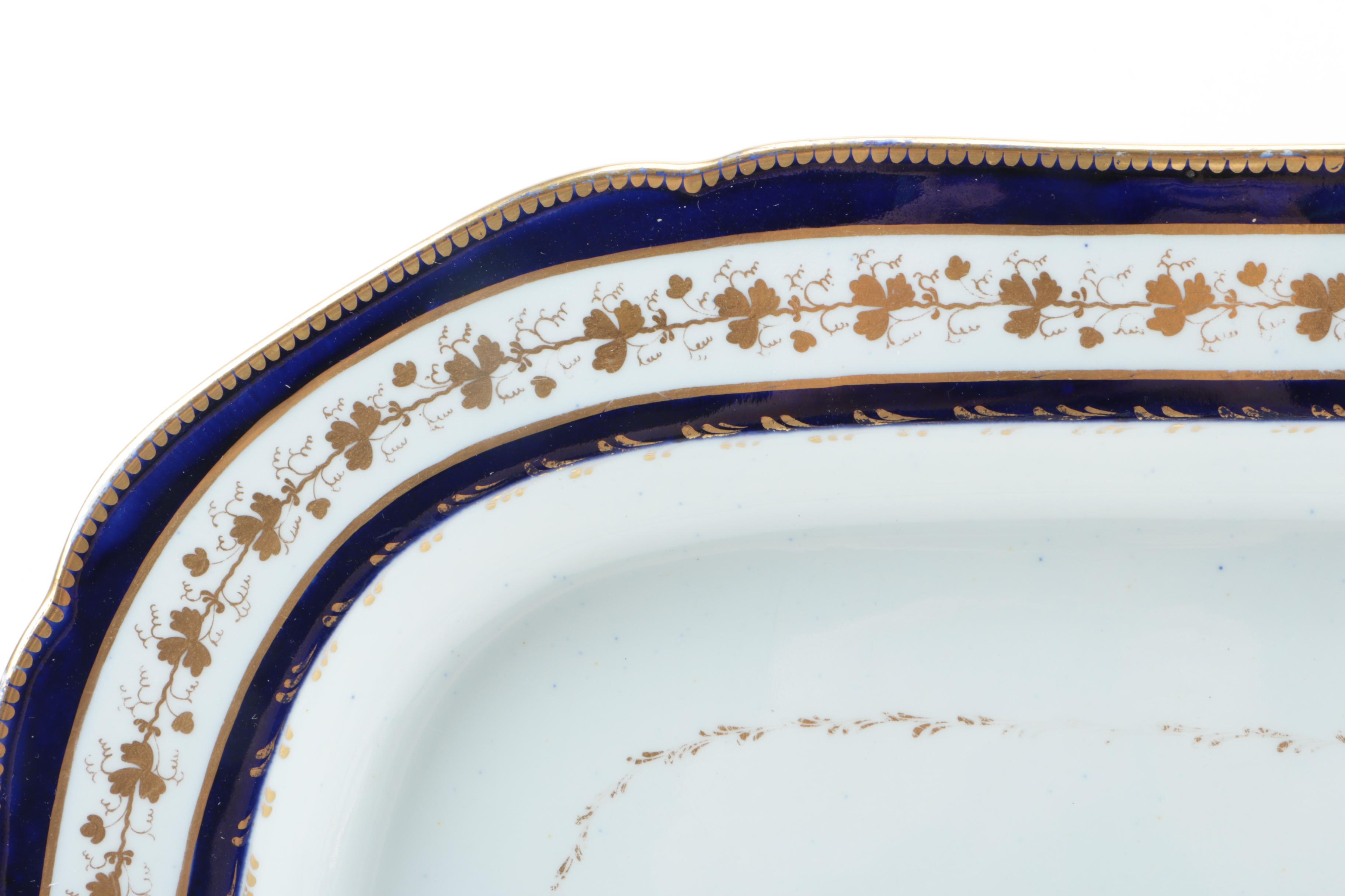 Antique Flight Period Worcester and Davenport Staffordshire Porcelain Serveware