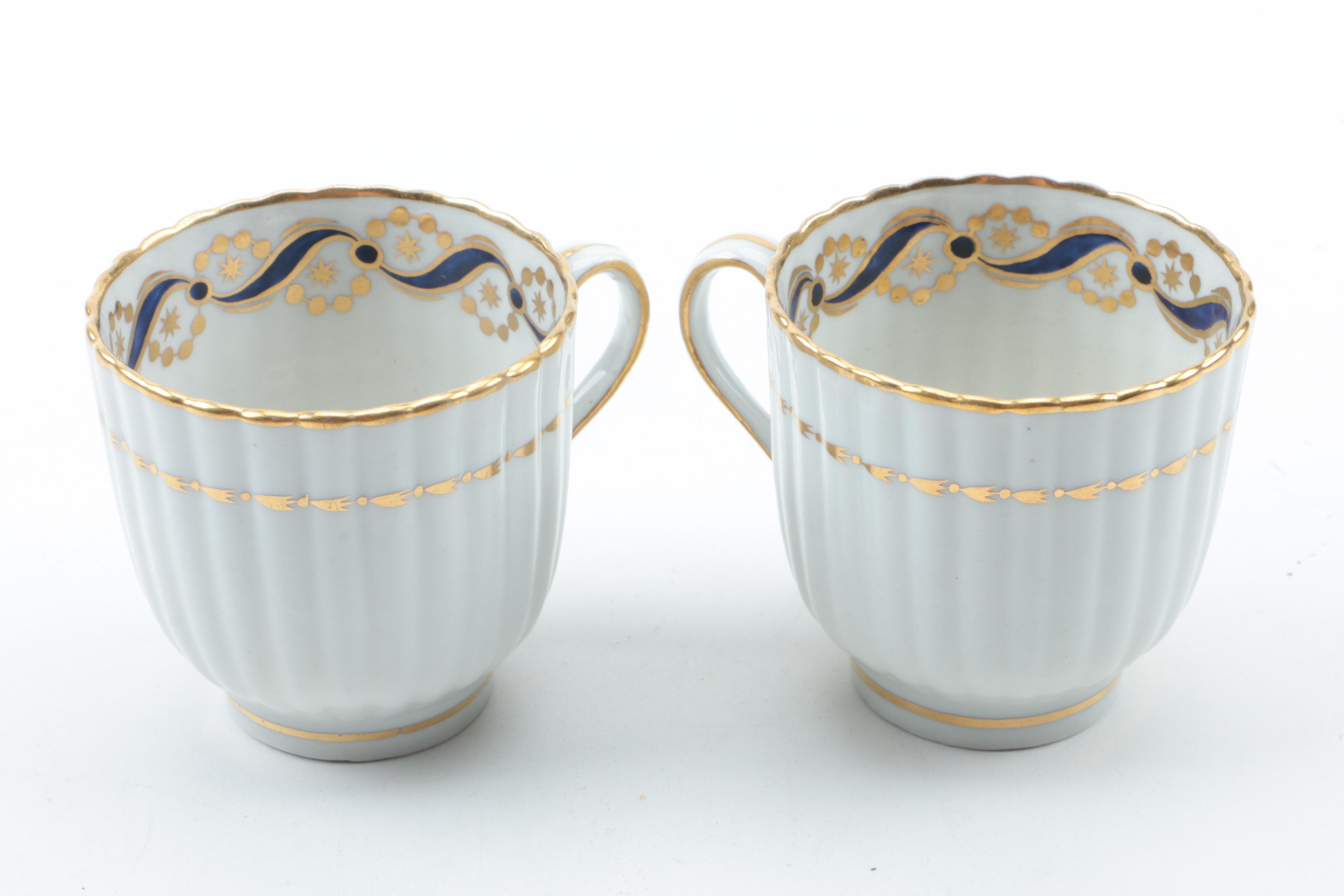 Antique Flight Period Worcester and Davenport Staffordshire Porcelain Serveware