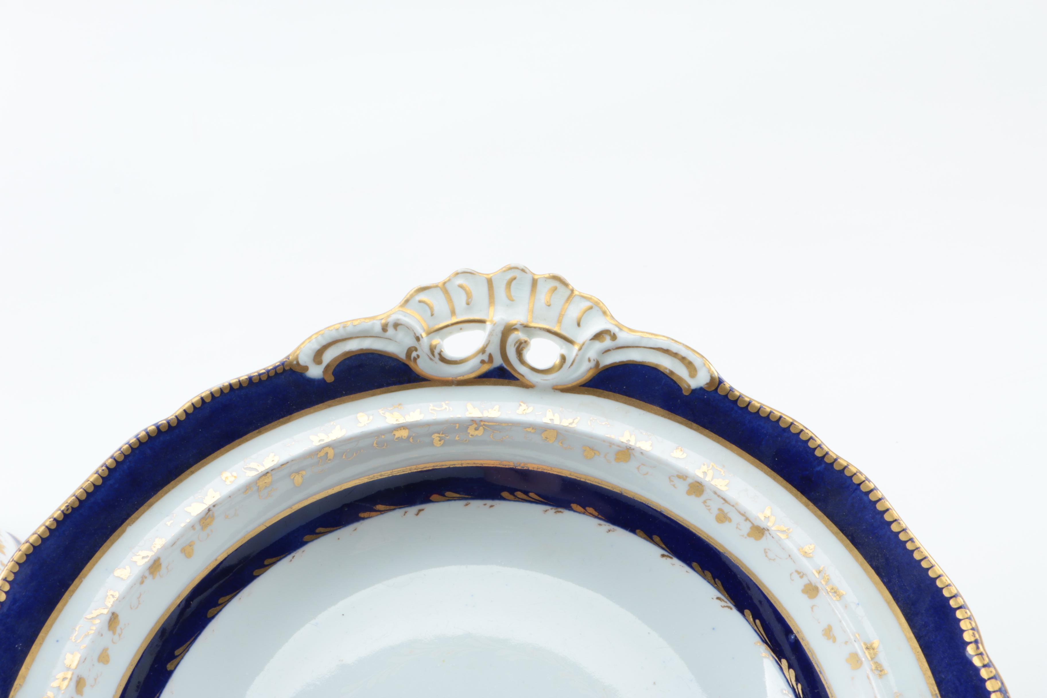 Antique Flight Period Worcester and Davenport Staffordshire Porcelain Serveware