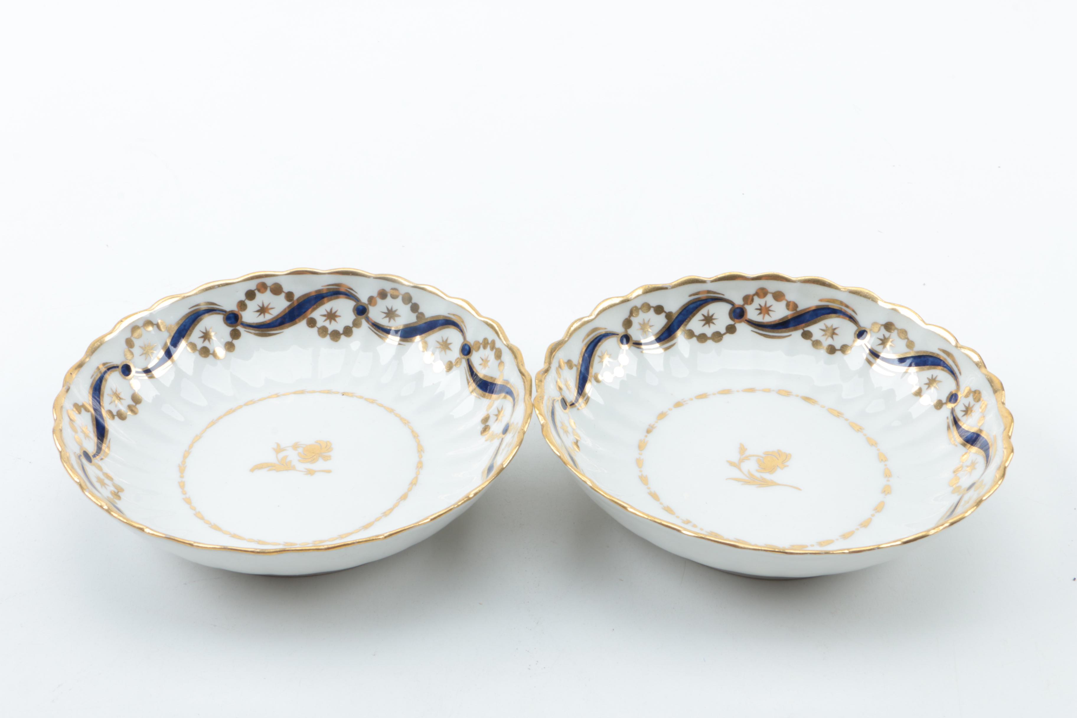 Antique Flight Period Worcester and Davenport Staffordshire Porcelain Serveware