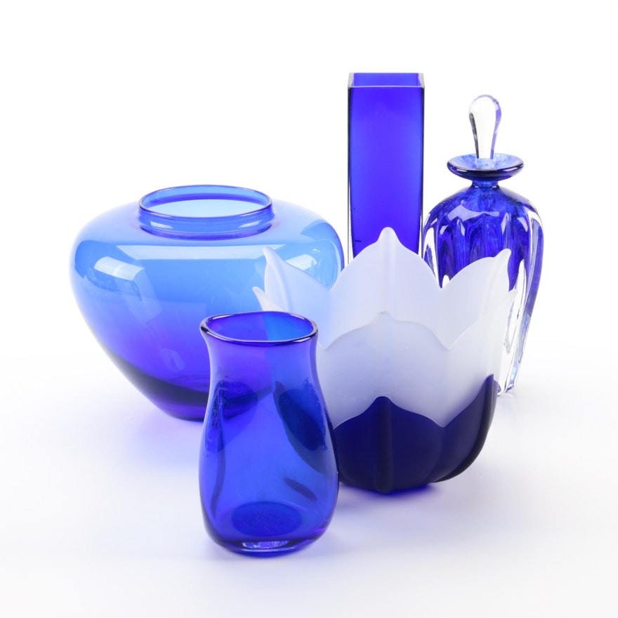 James Carcass Hand Blown Glass Vase with Perfume Bottle