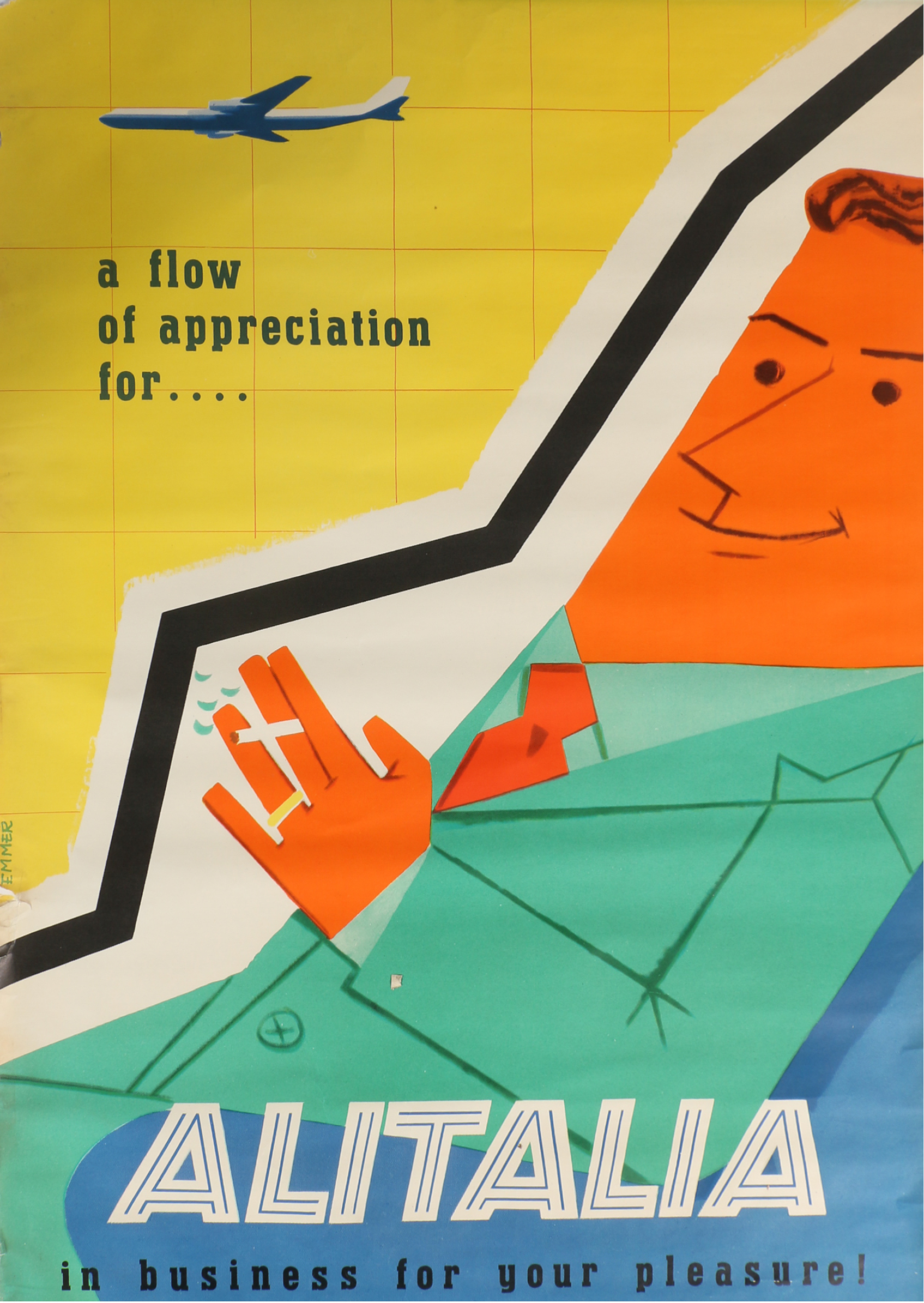 Alitalia Airlines Vintage Italian Offset Lithographic Travel Posters