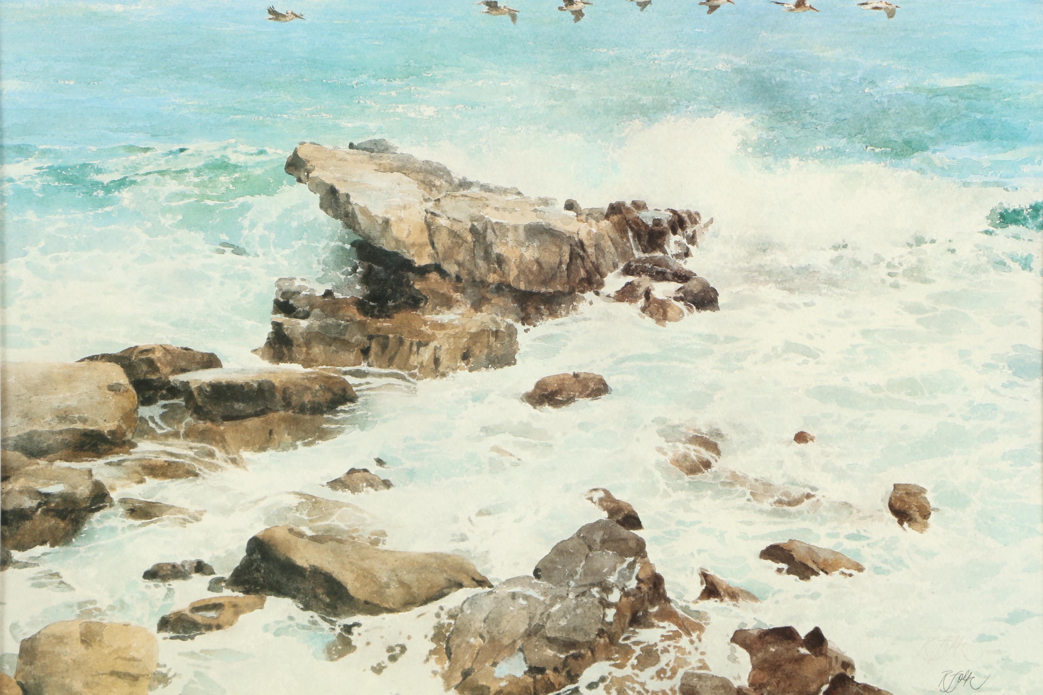 Roger Folk  Offset Lithograph of a Shoreline Landscape