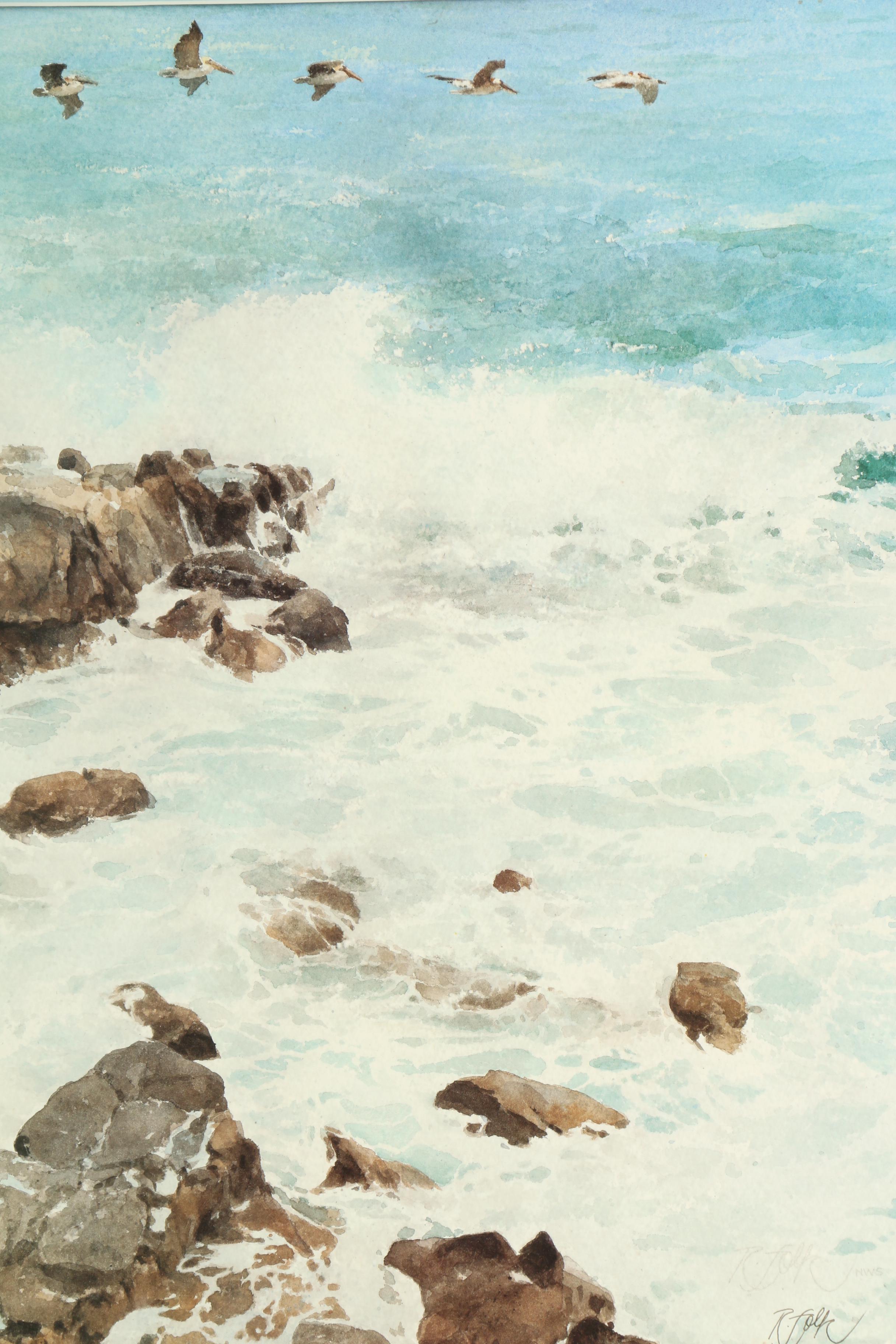 Roger Folk  Offset Lithograph of a Shoreline Landscape