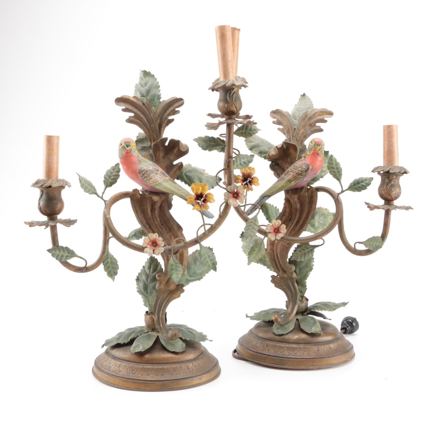 Pair of Vintage Candelabra Figural Table Lamps