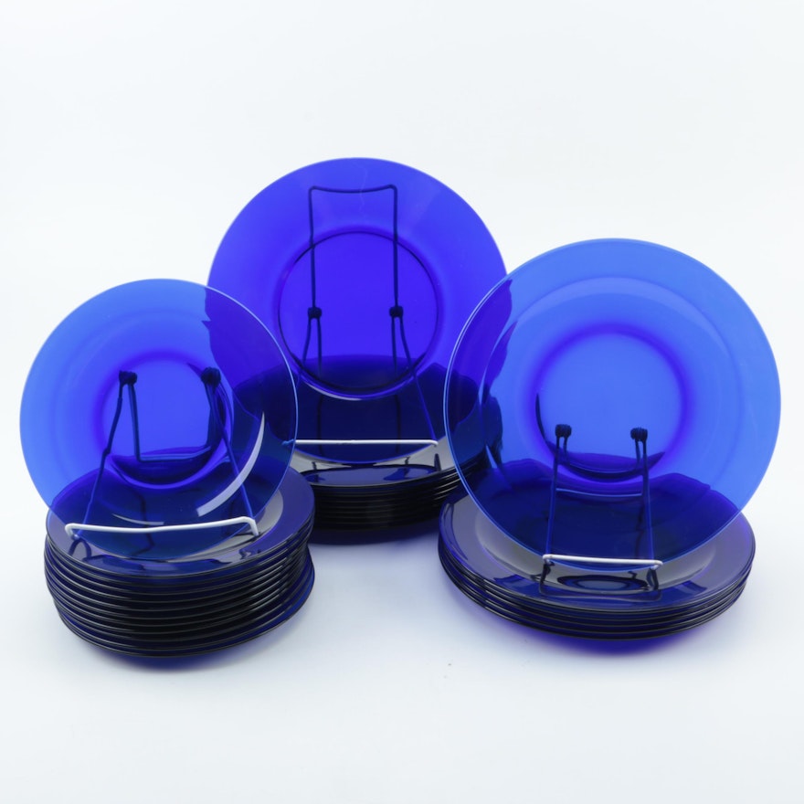 Collection of Cobalt Blue Glass Plates