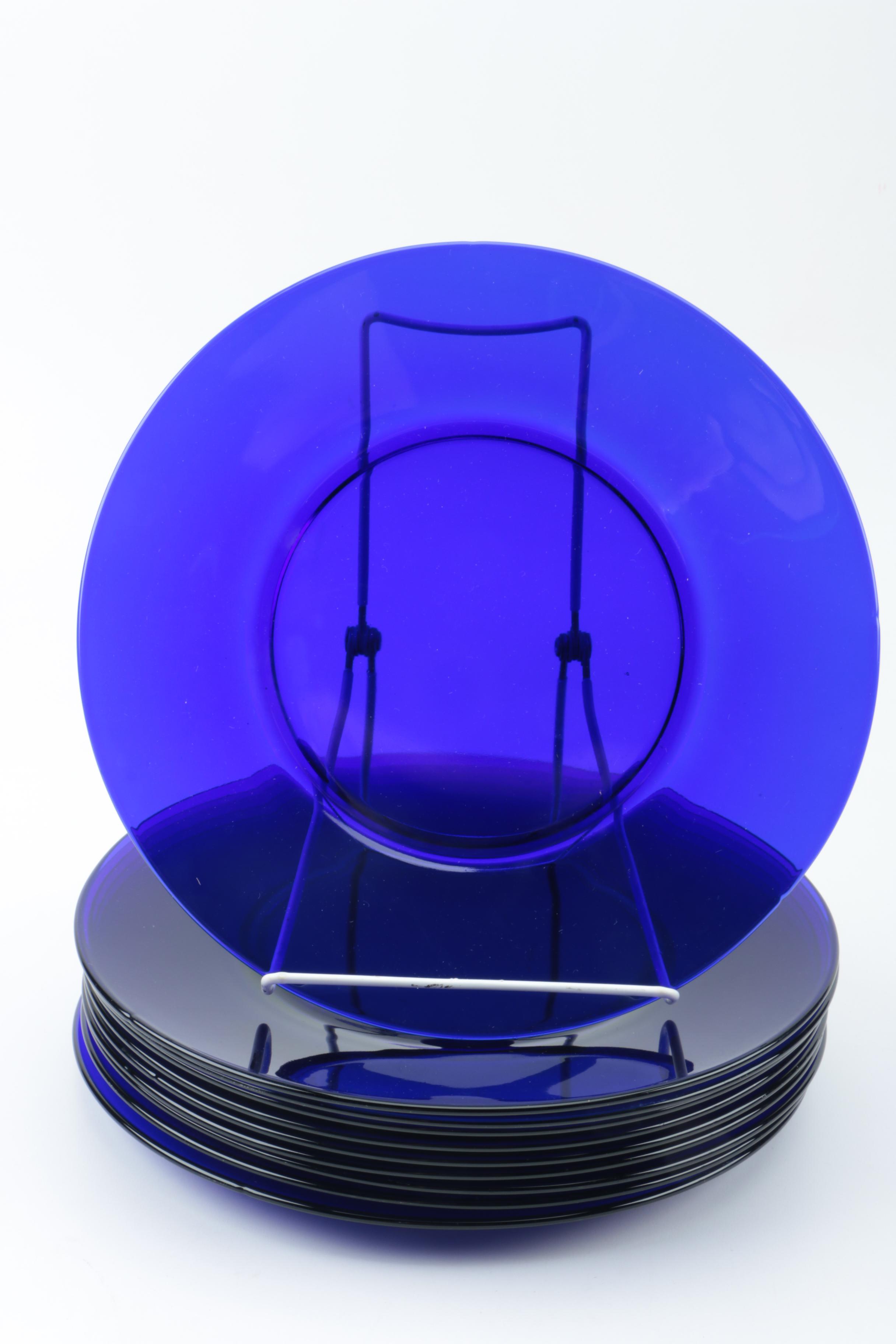 Collection of Cobalt Blue Glass Plates