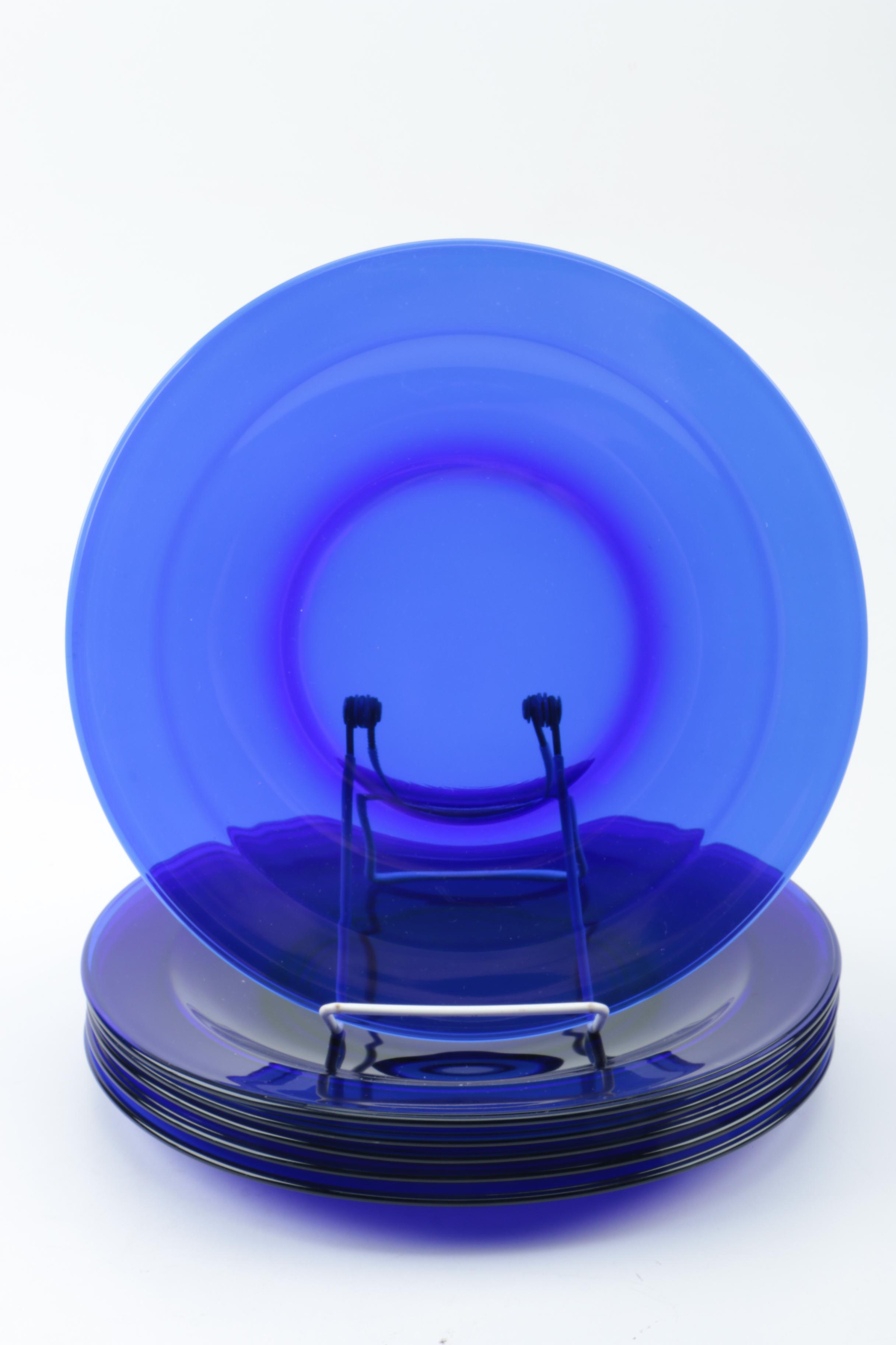 Collection of Cobalt Blue Glass Plates