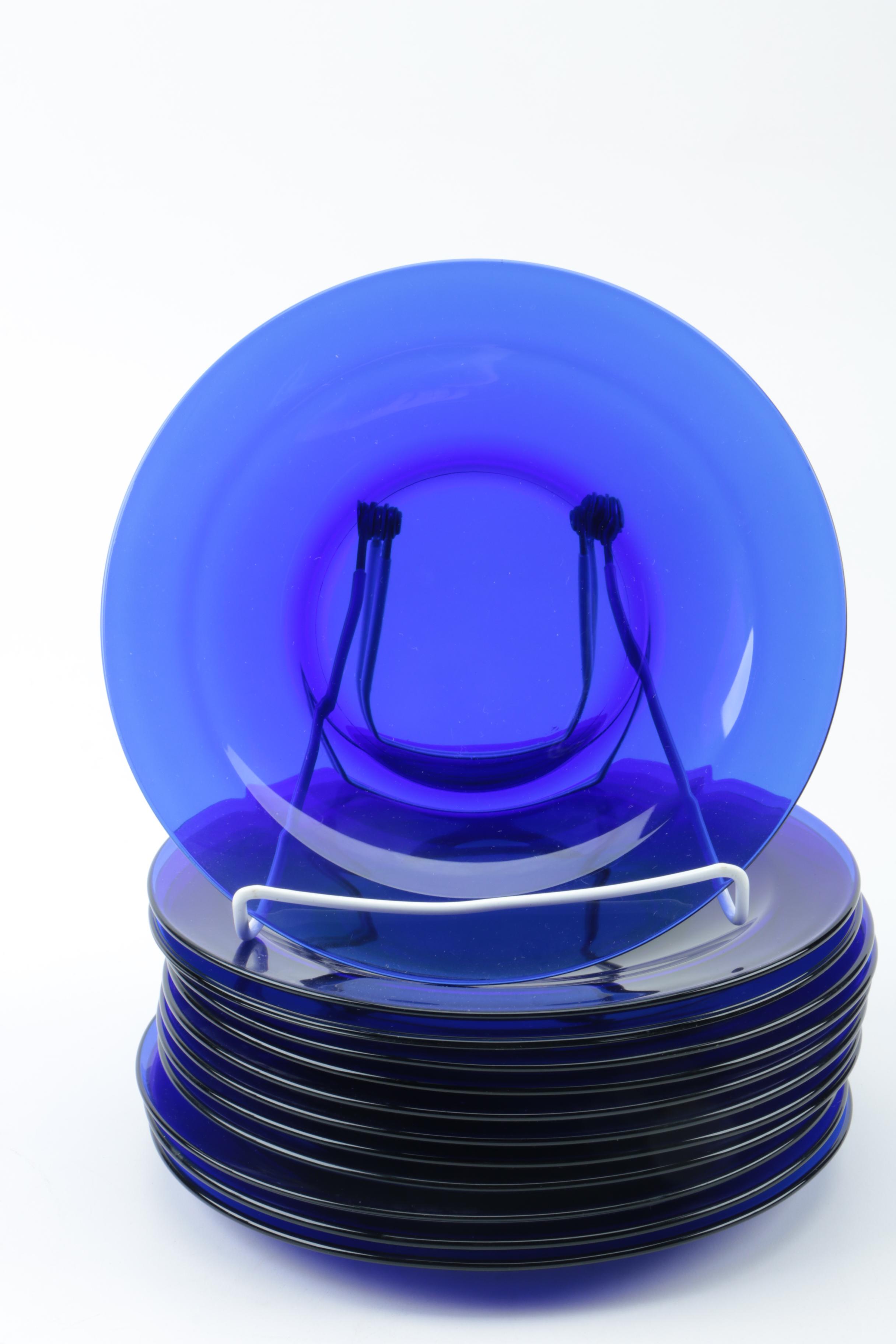 Collection of Cobalt Blue Glass Plates