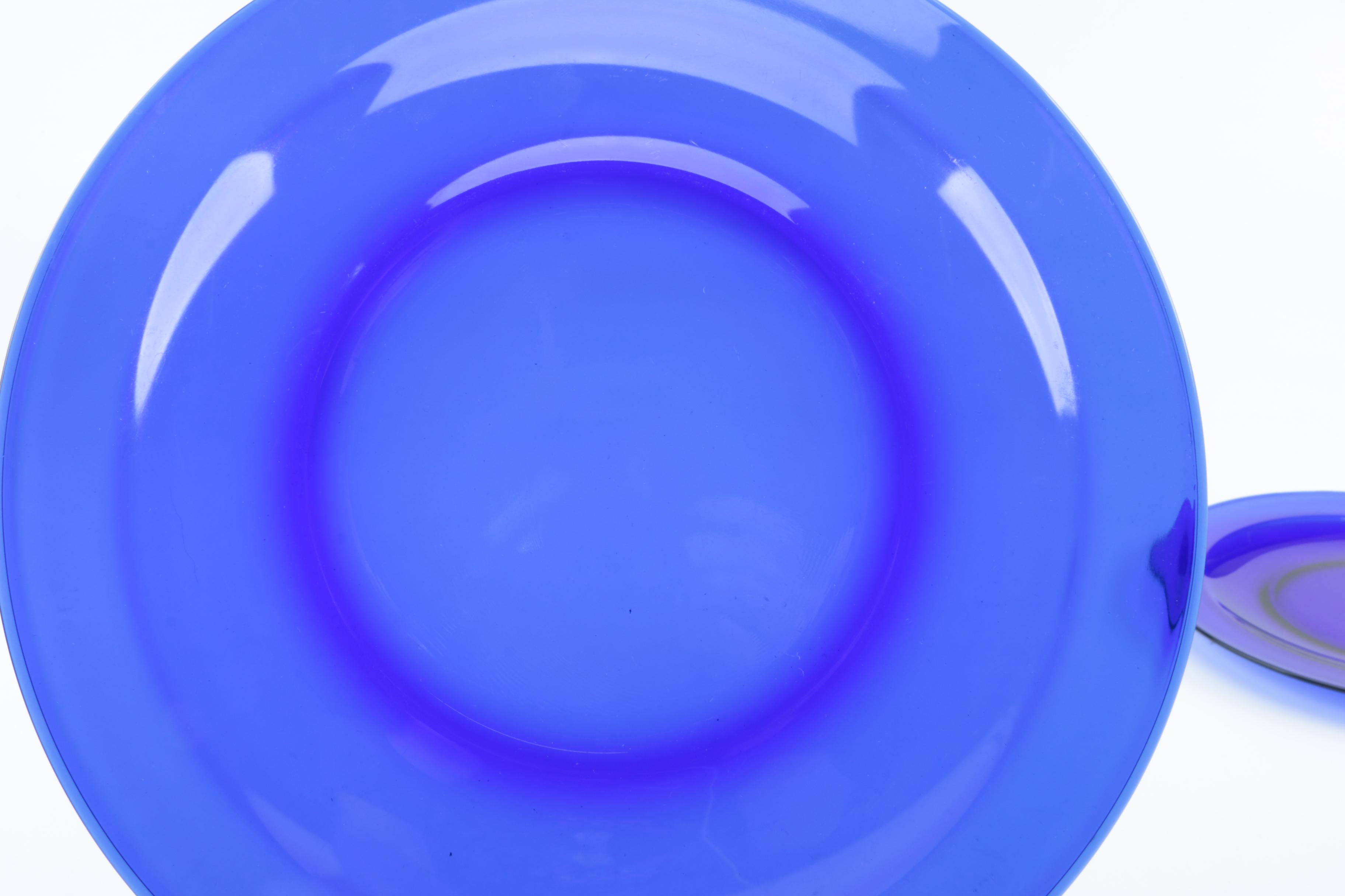 Collection of Cobalt Blue Glass Plates