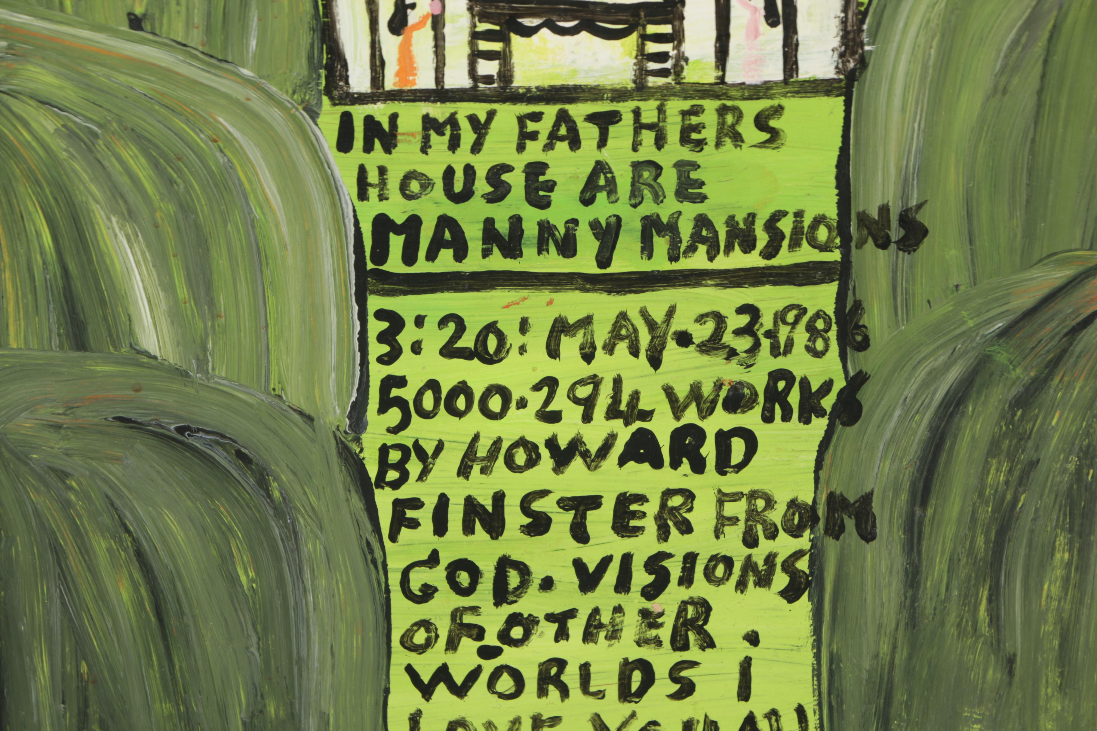 Howard Finster 1986 Acrylic Folk Art Painting on Paper Board