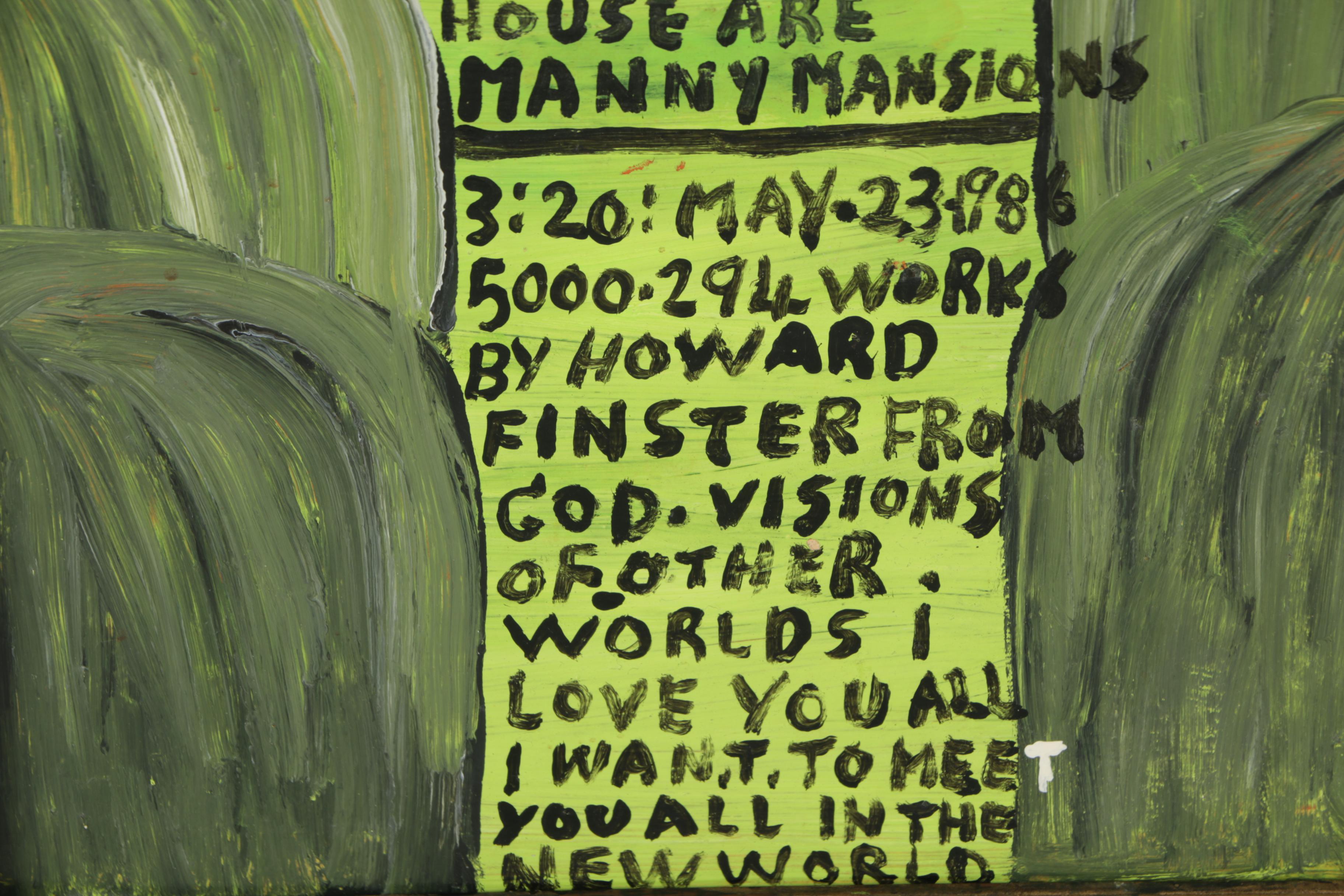 Howard Finster 1986 Acrylic Folk Art Painting on Paper Board