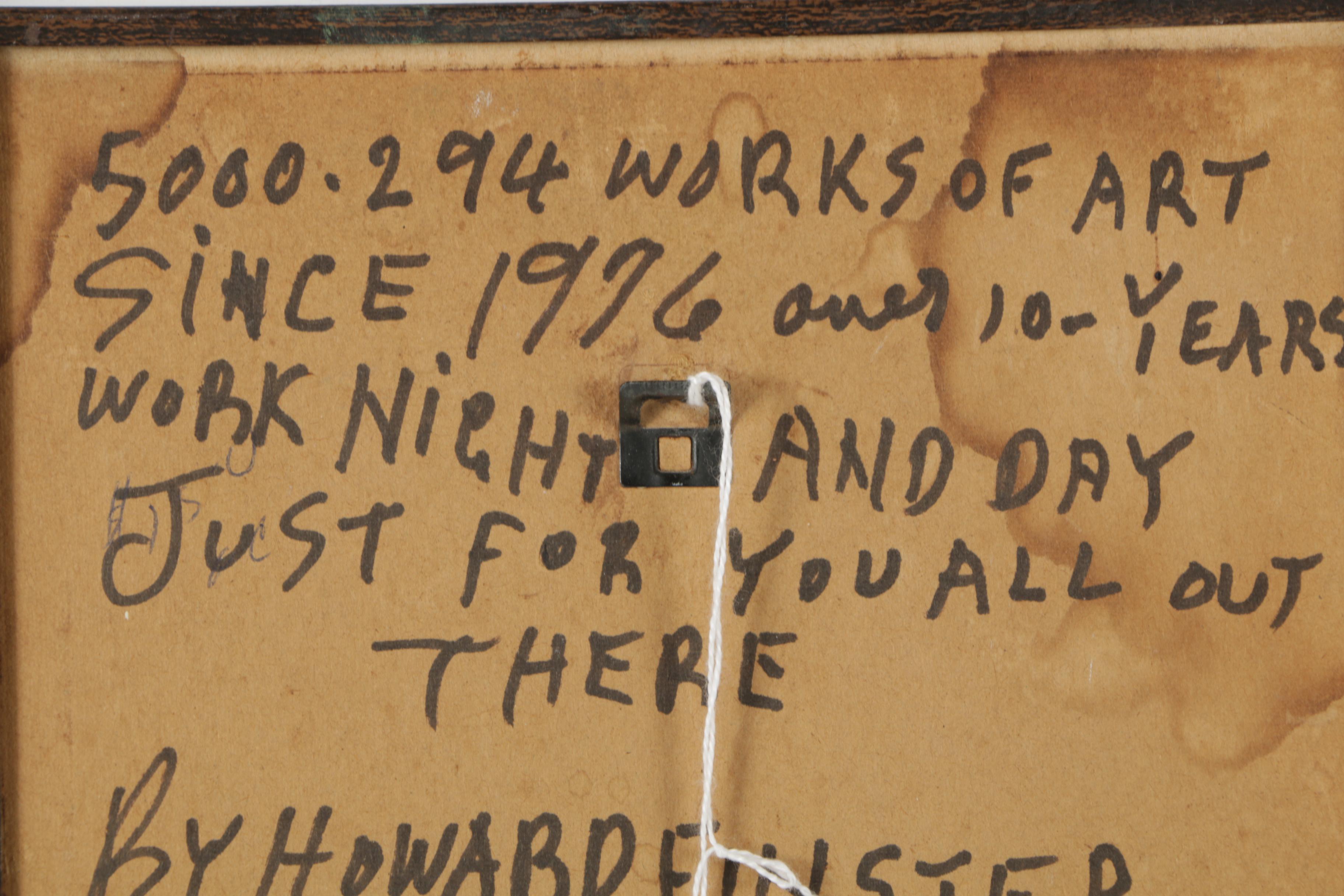 Howard Finster 1986 Acrylic Folk Art Painting on Paper Board