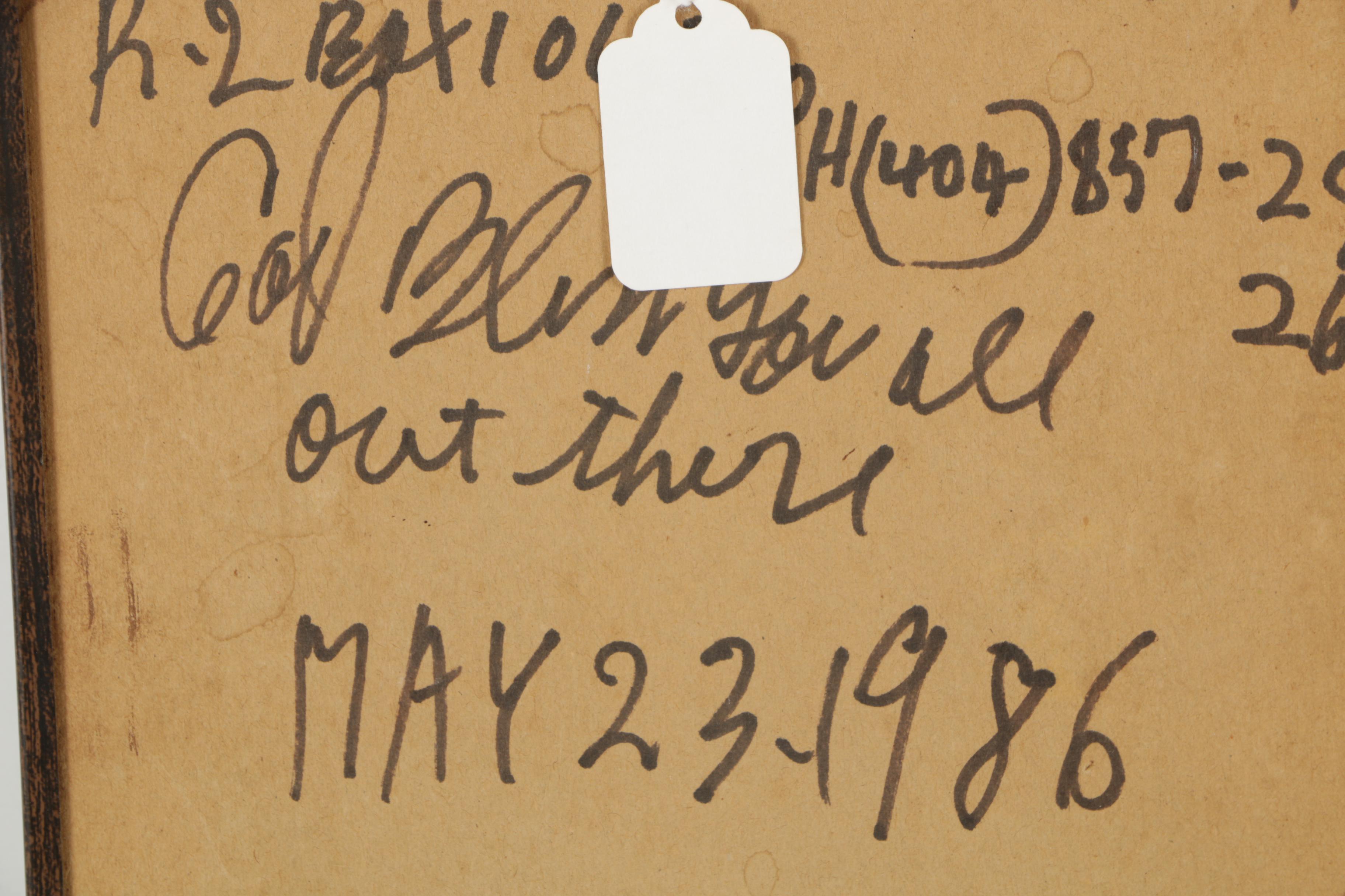 Howard Finster 1986 Acrylic Folk Art Painting on Paper Board