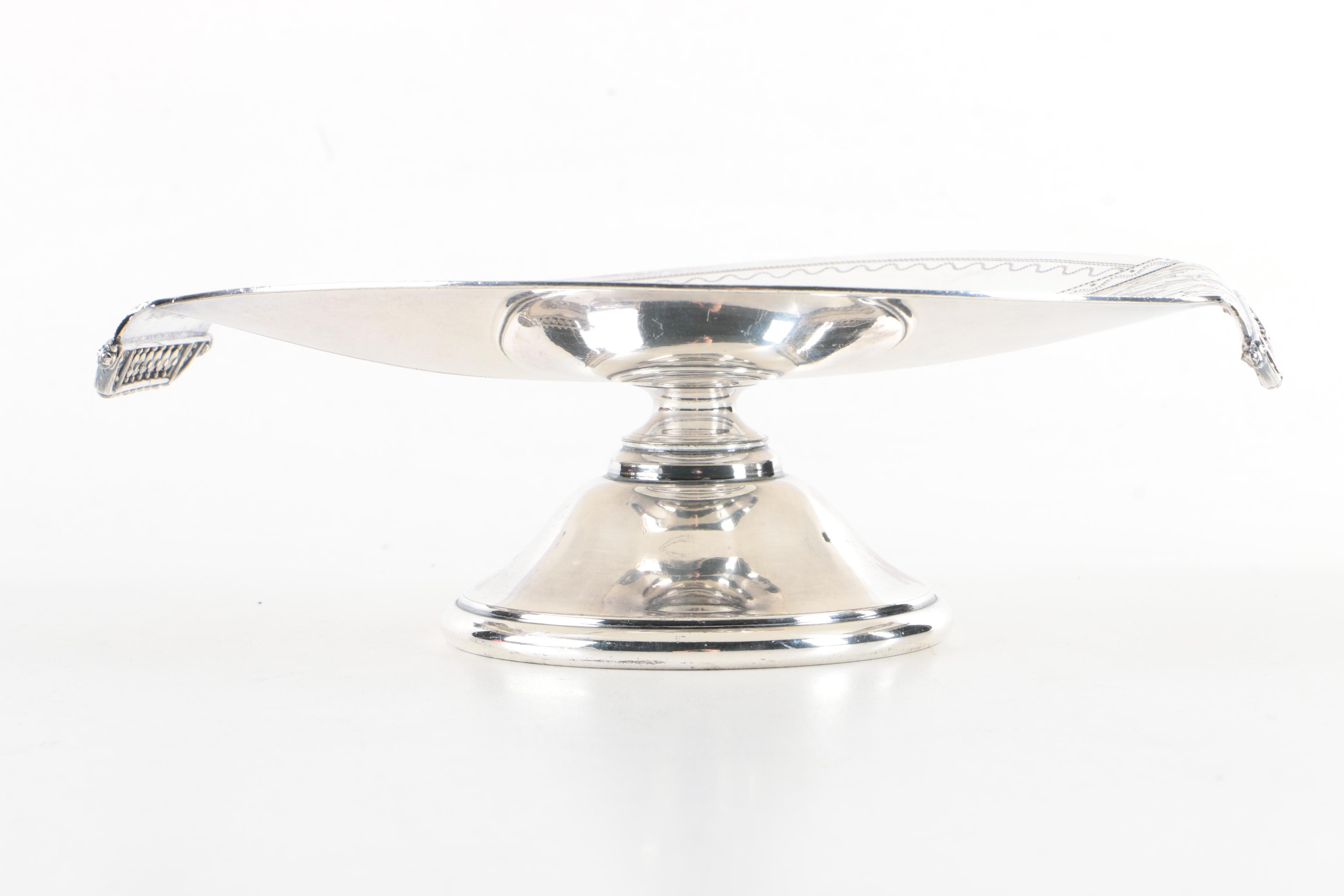 Wilcox Silver Co Silver Plate Flower Frog and Meriden Britania Co Compote