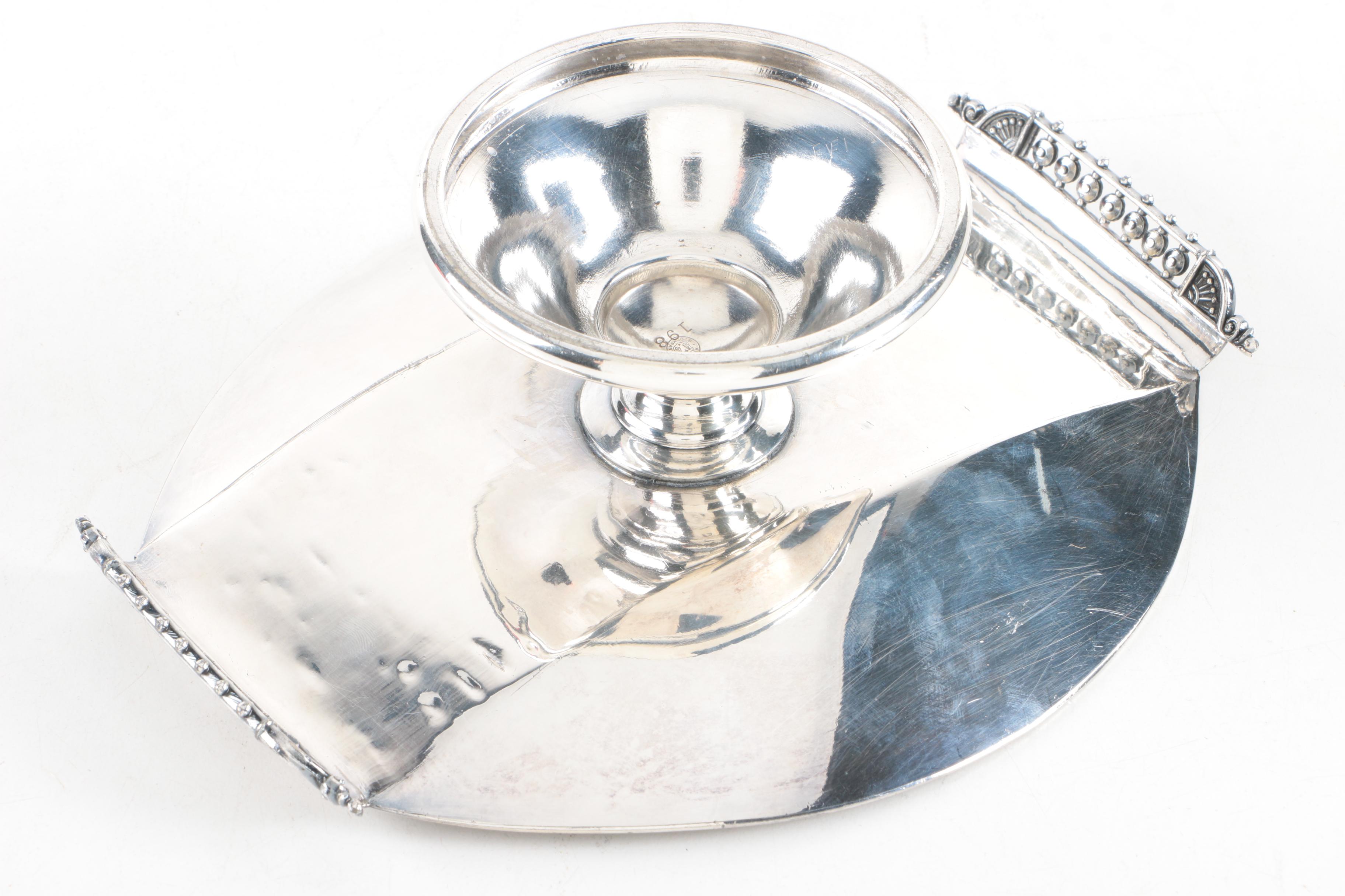 Wilcox Silver Co Silver Plate Flower Frog and Meriden Britania Co Compote