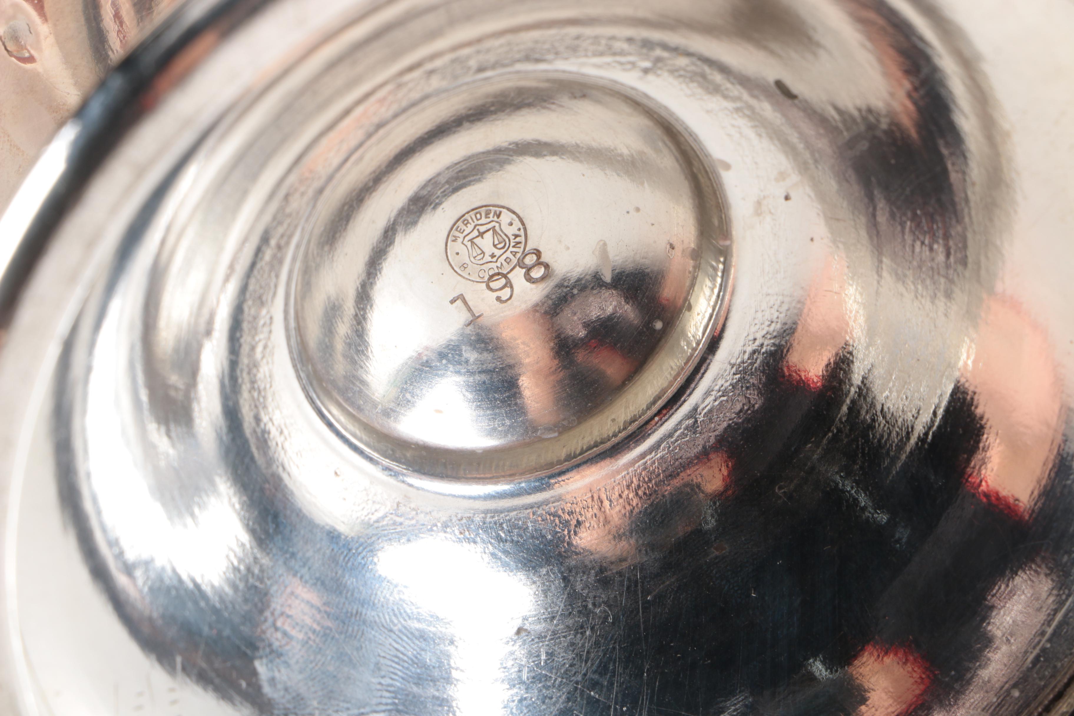 Wilcox Silver Co Silver Plate Flower Frog and Meriden Britania Co Compote