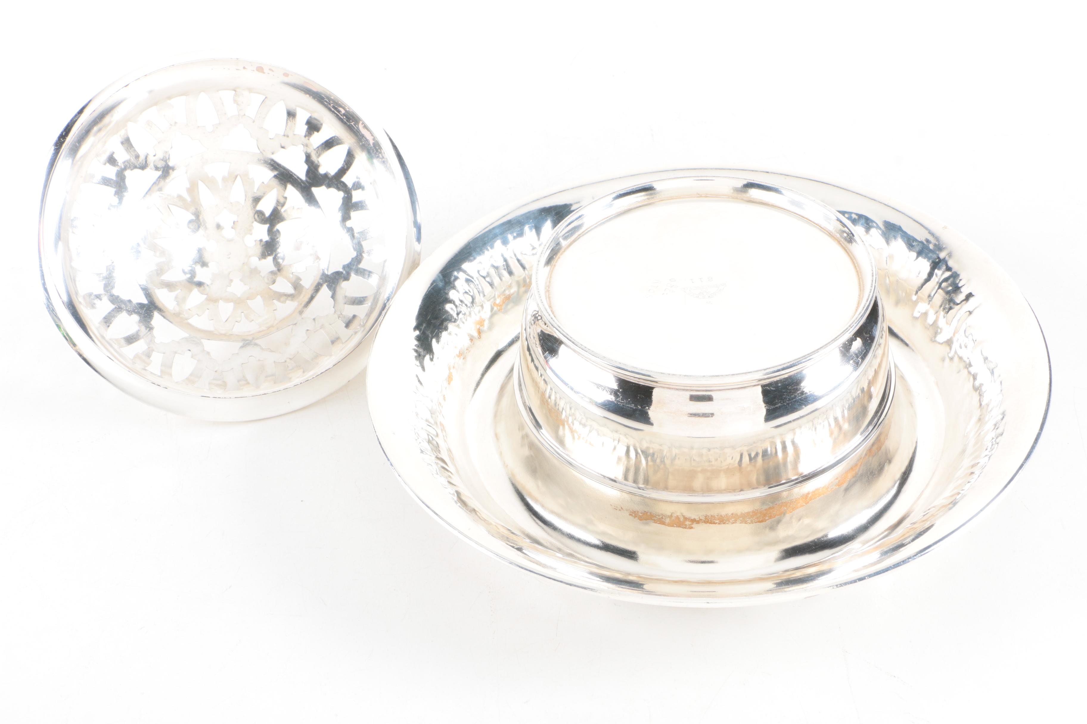 Wilcox Silver Co Silver Plate Flower Frog and Meriden Britania Co Compote