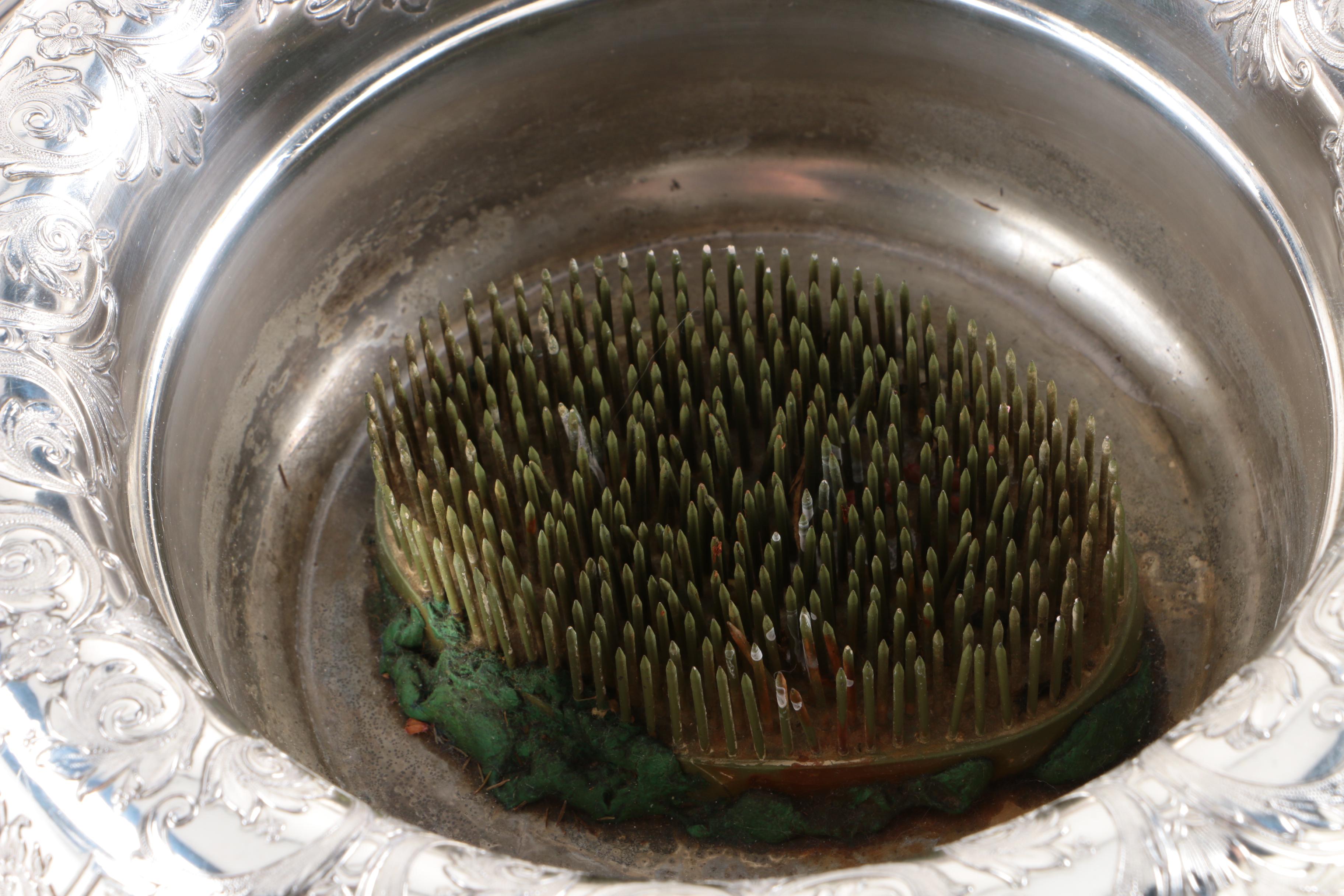 Wilcox Silver Co Silver Plate Flower Frog and Meriden Britania Co Compote