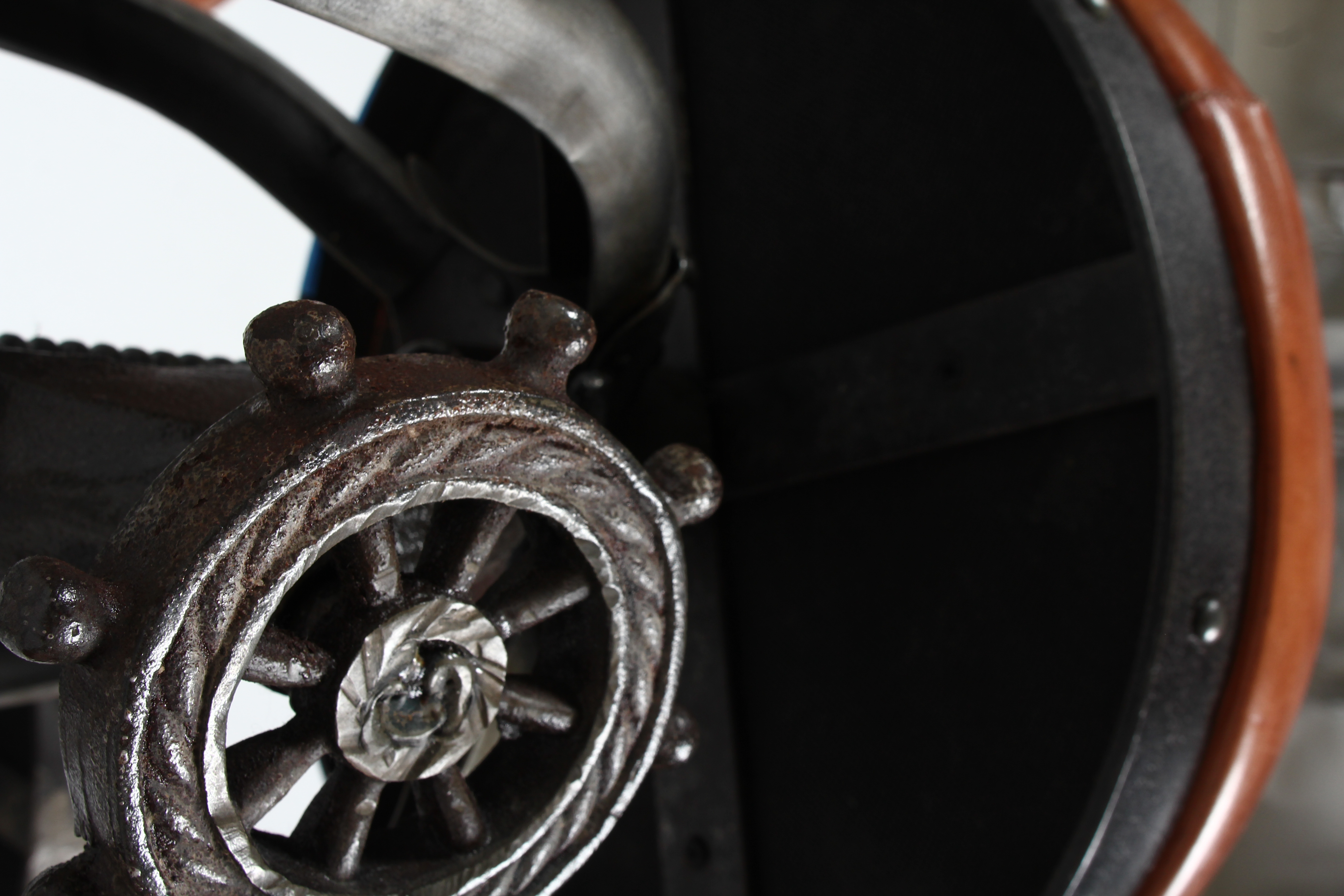 Three Steampunk Style Metal Bar Stools