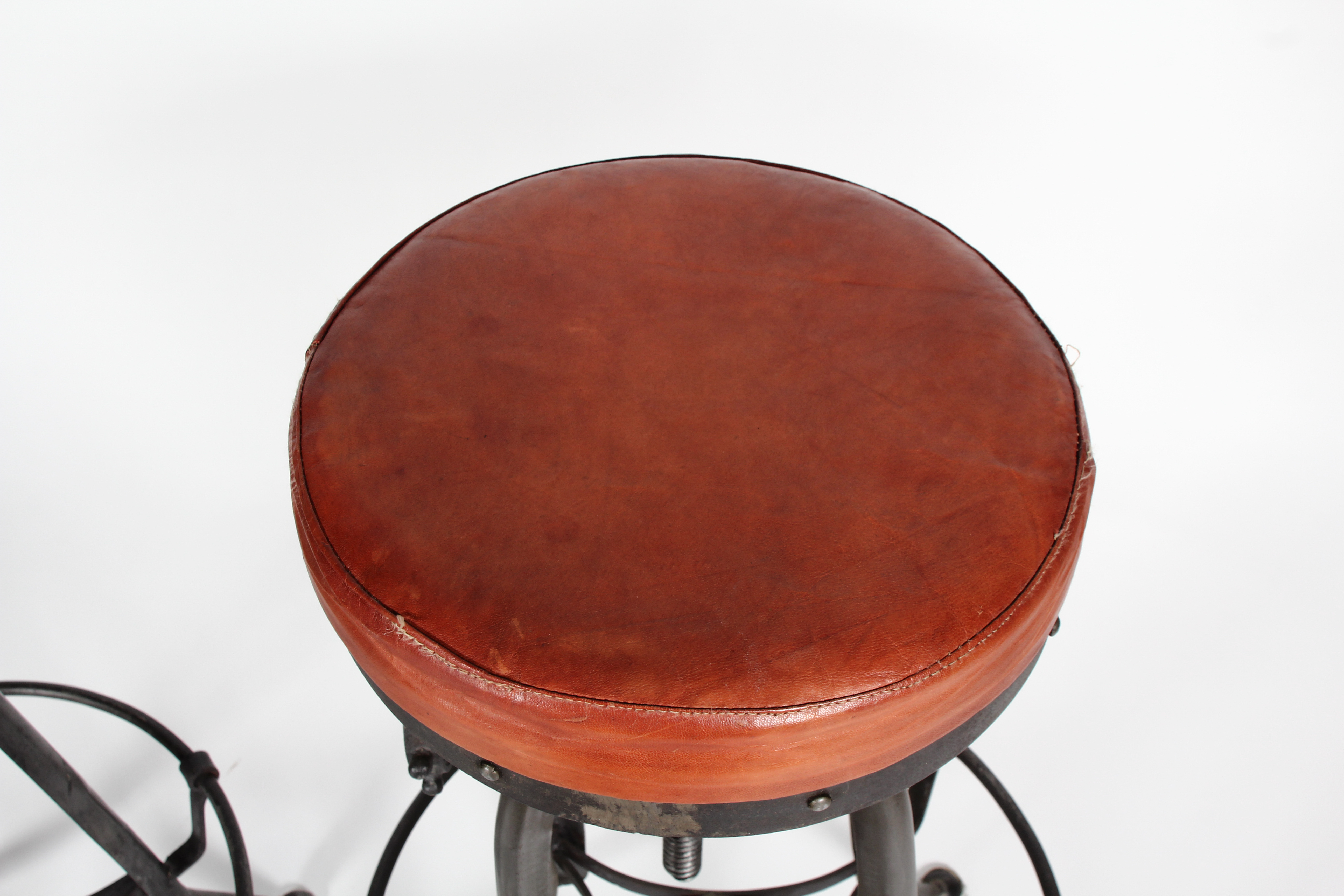 Three Steampunk Style Metal Bar Stools