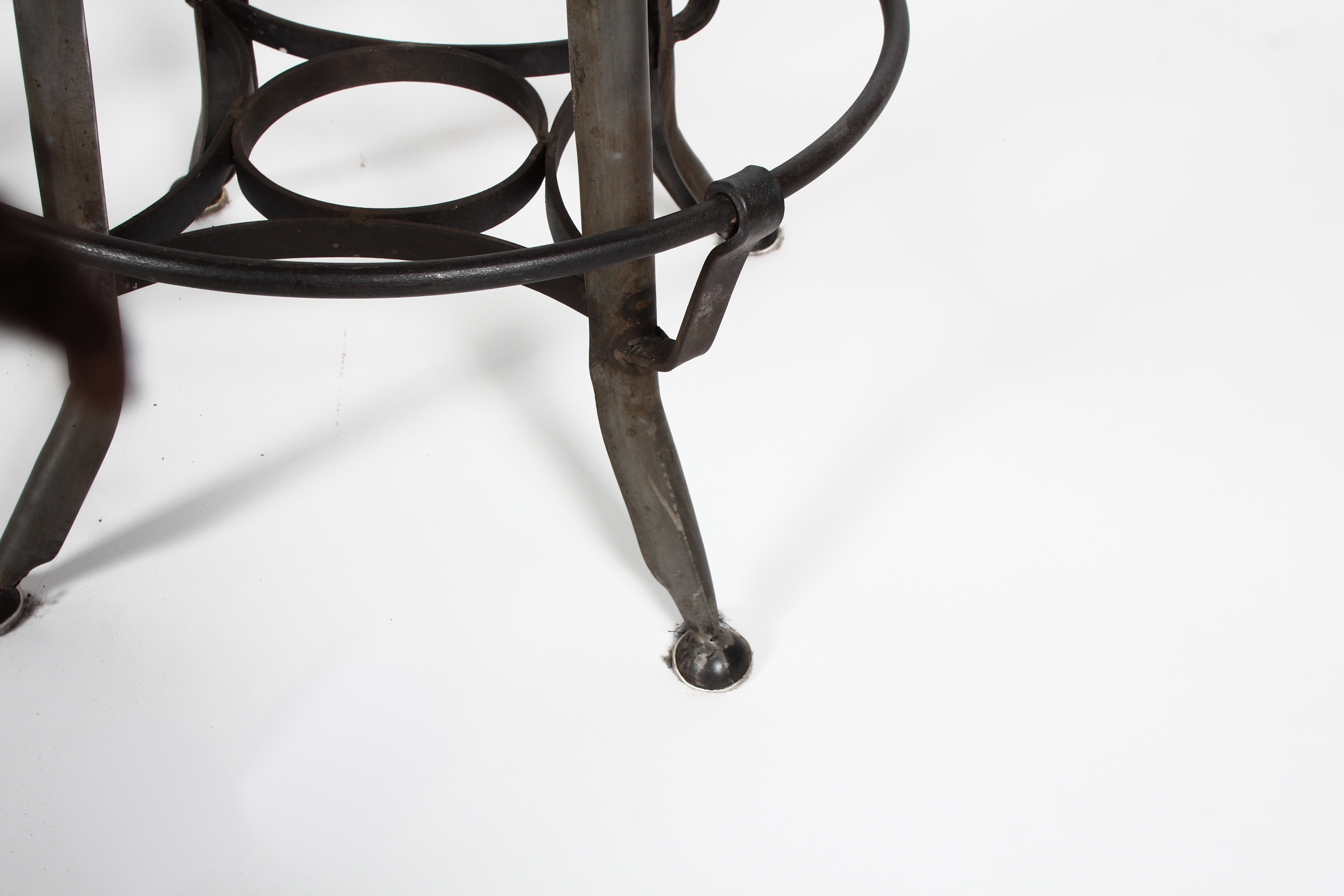 Three Steampunk Style Metal Bar Stools