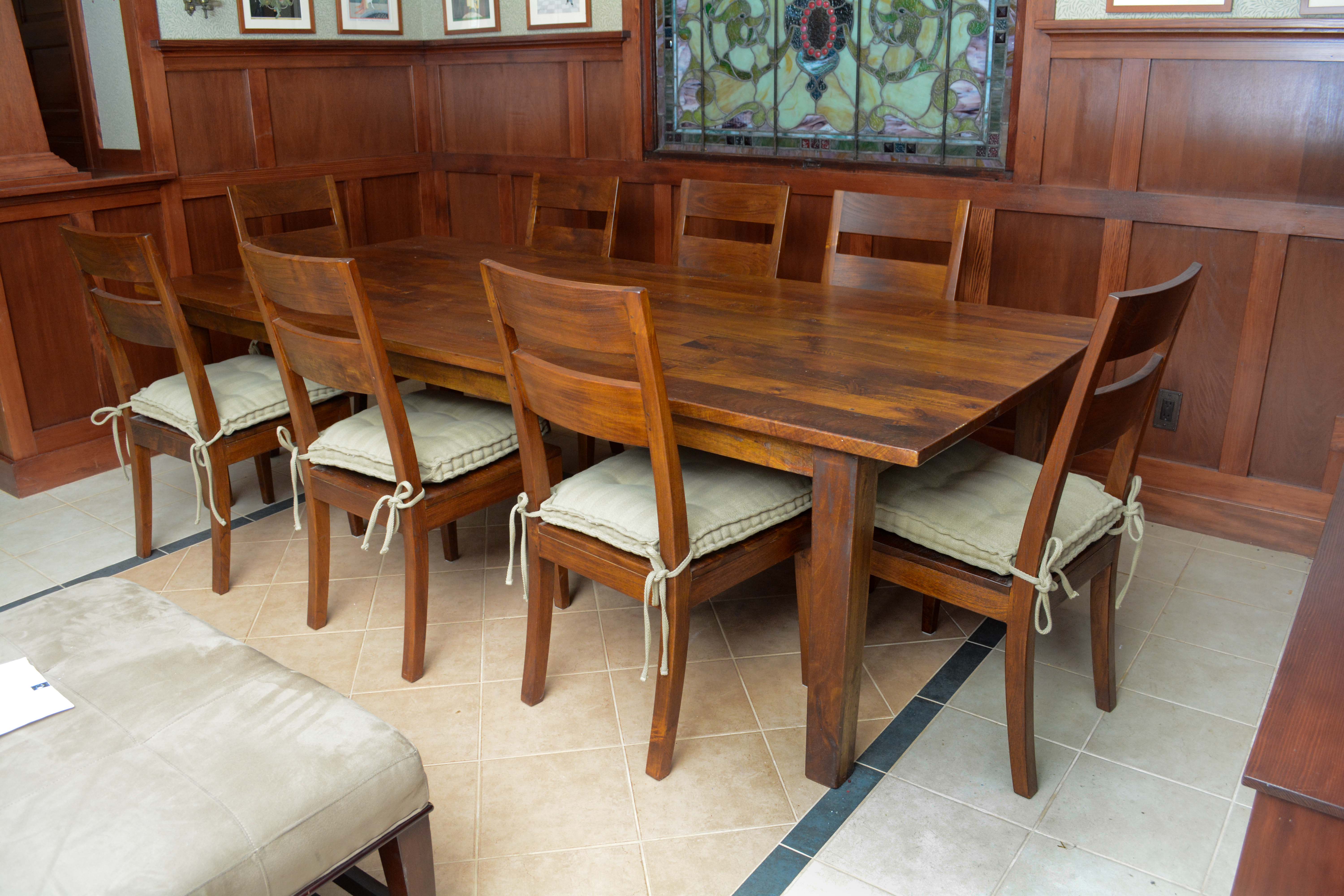 Crate & Barrel Rustic Mango Wood Farm Table & Side Chairs