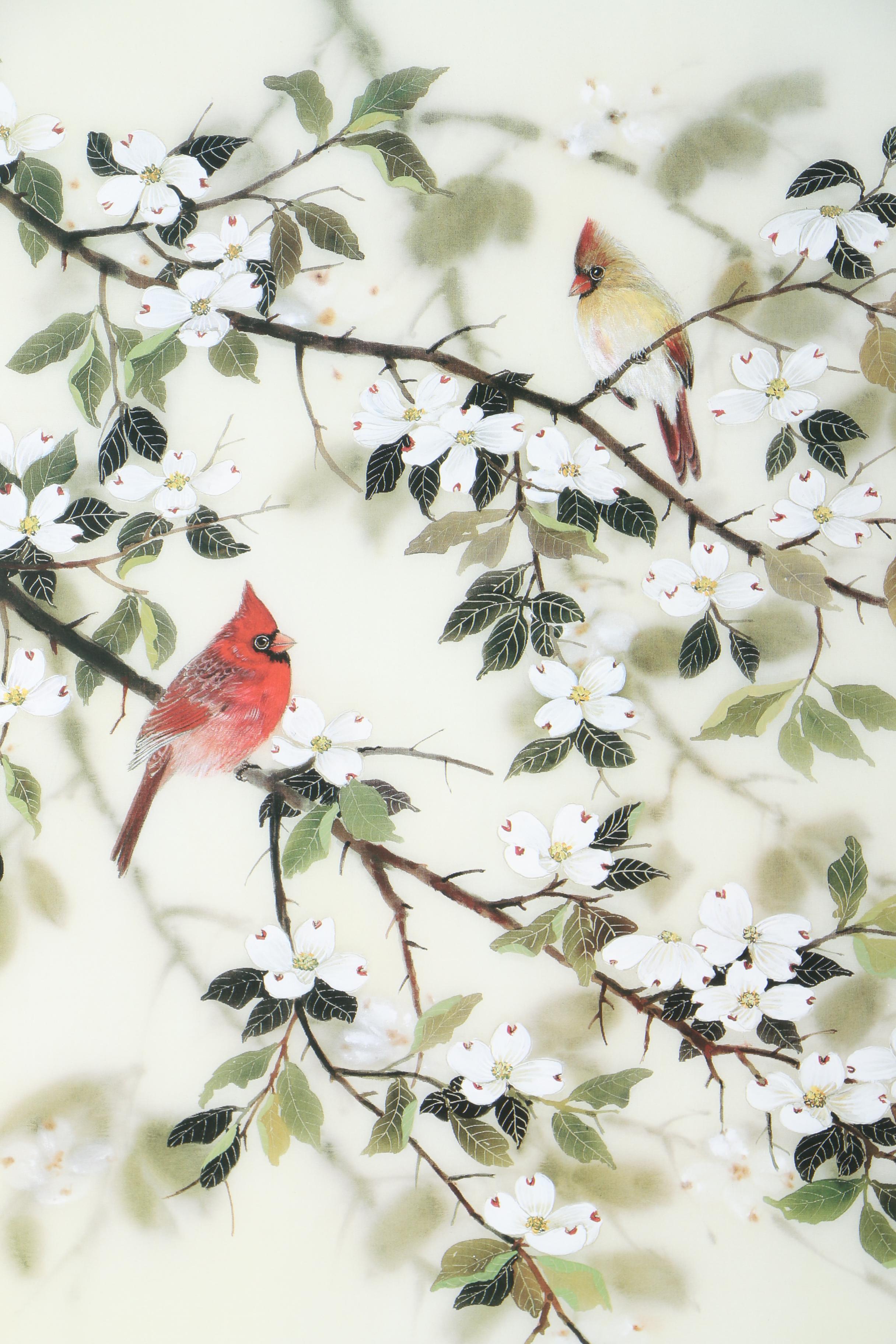 Hsing-Hua Chang Signed Limited Edition Offset Lithograph of Cardinals