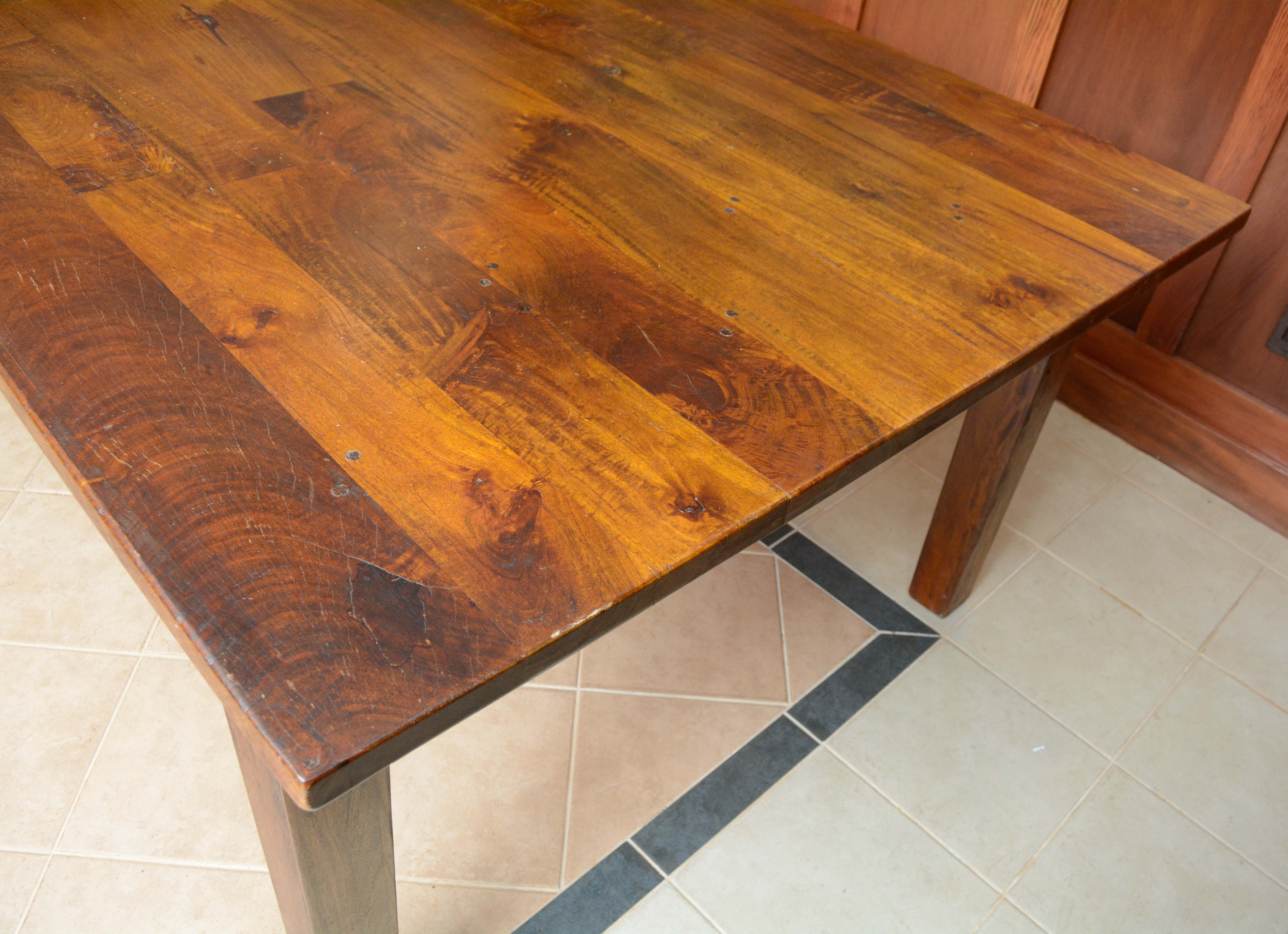 Crate & Barrel Rustic Mango Wood Farm Table & Side Chairs