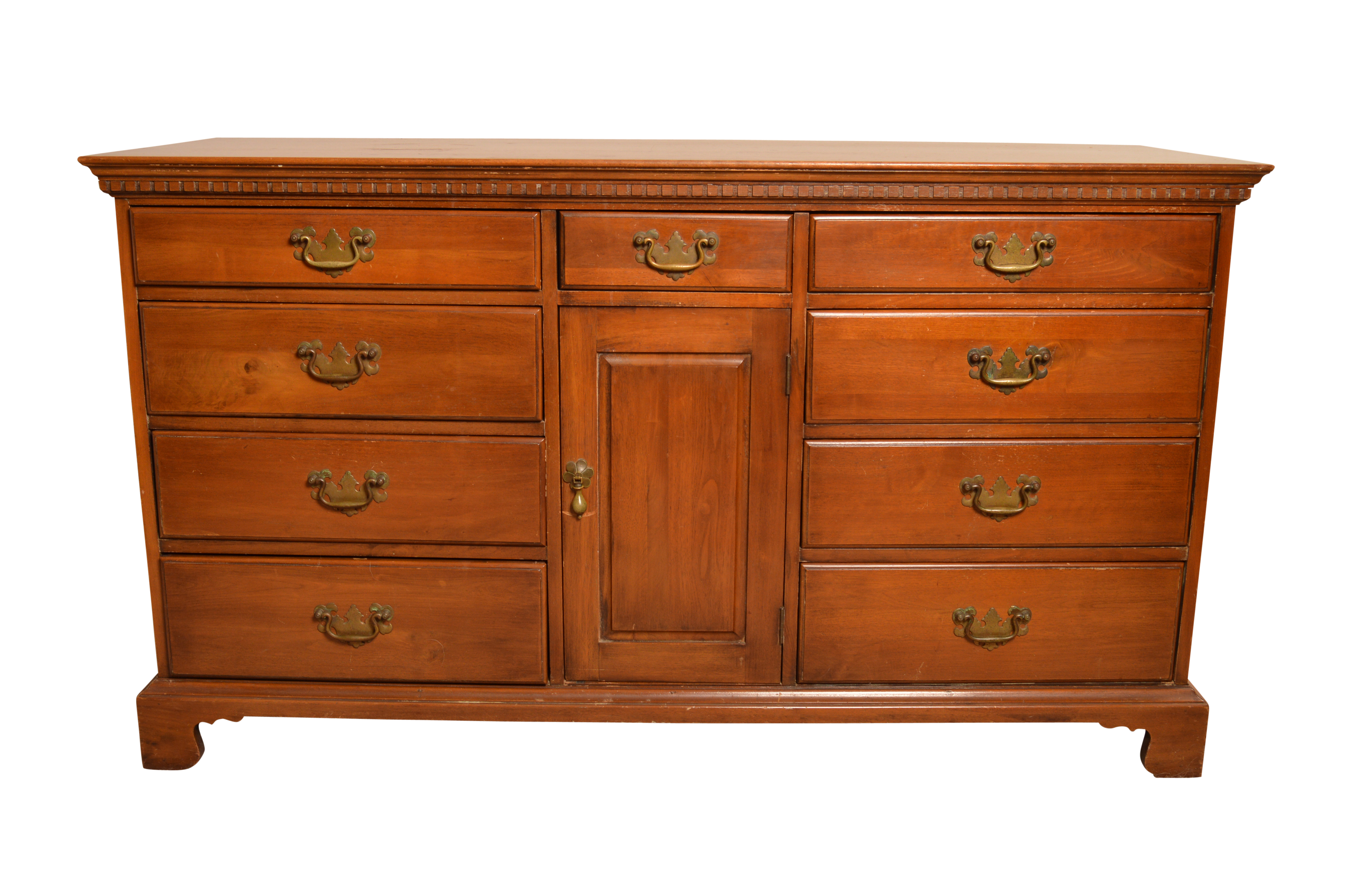 Vintage American Colonial Style Walnut Dresser by Davis Cabinet Company