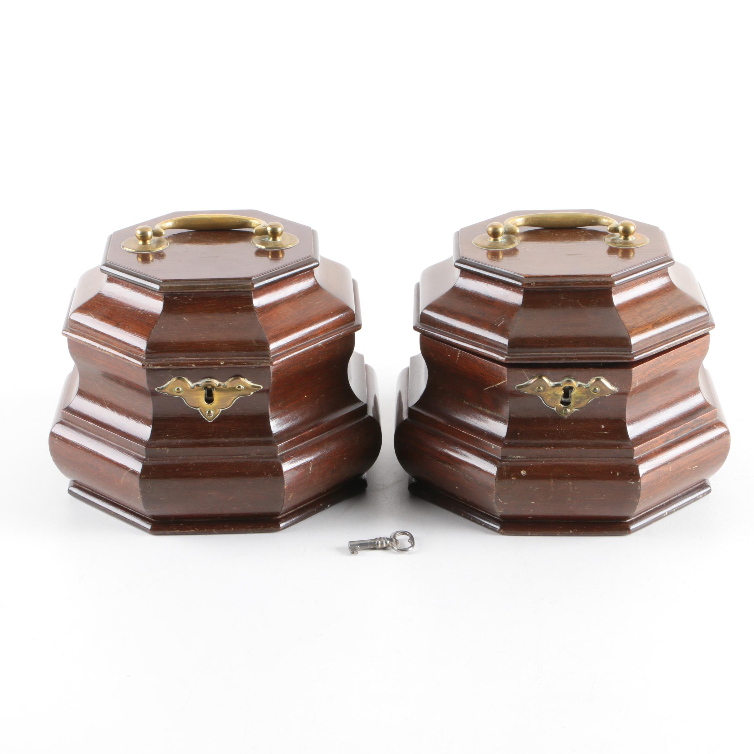 Pair of Wooden Tobacco Boxes