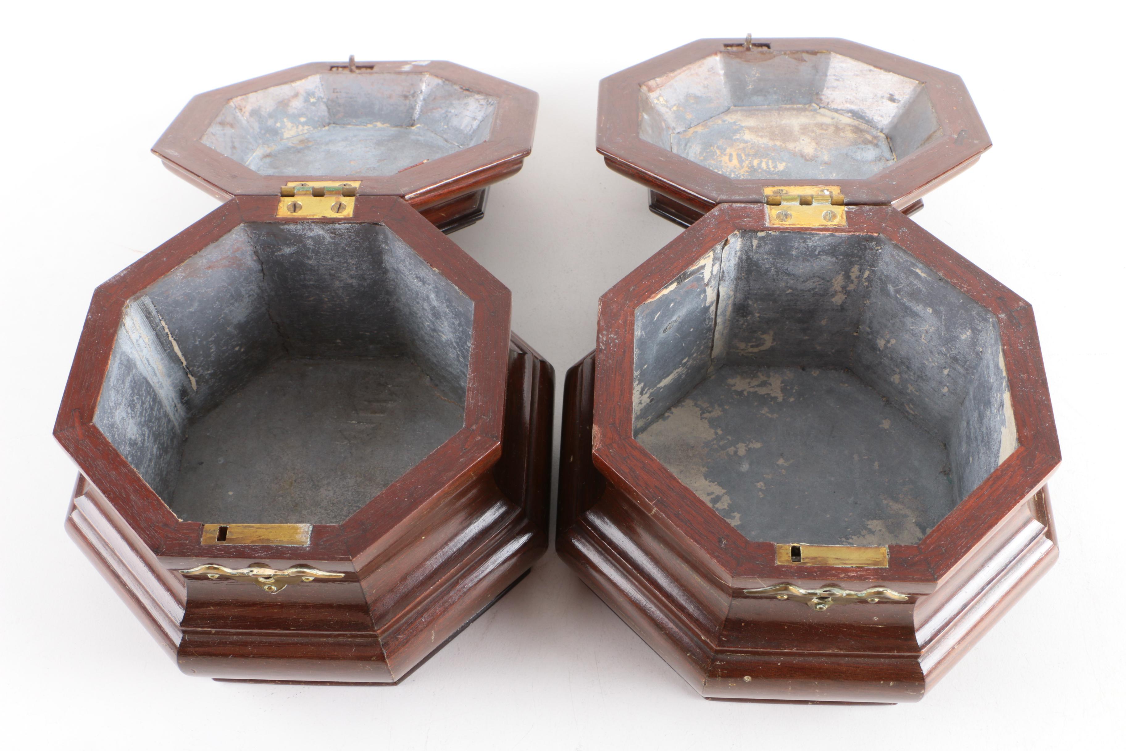 Pair of Wooden Tobacco Boxes