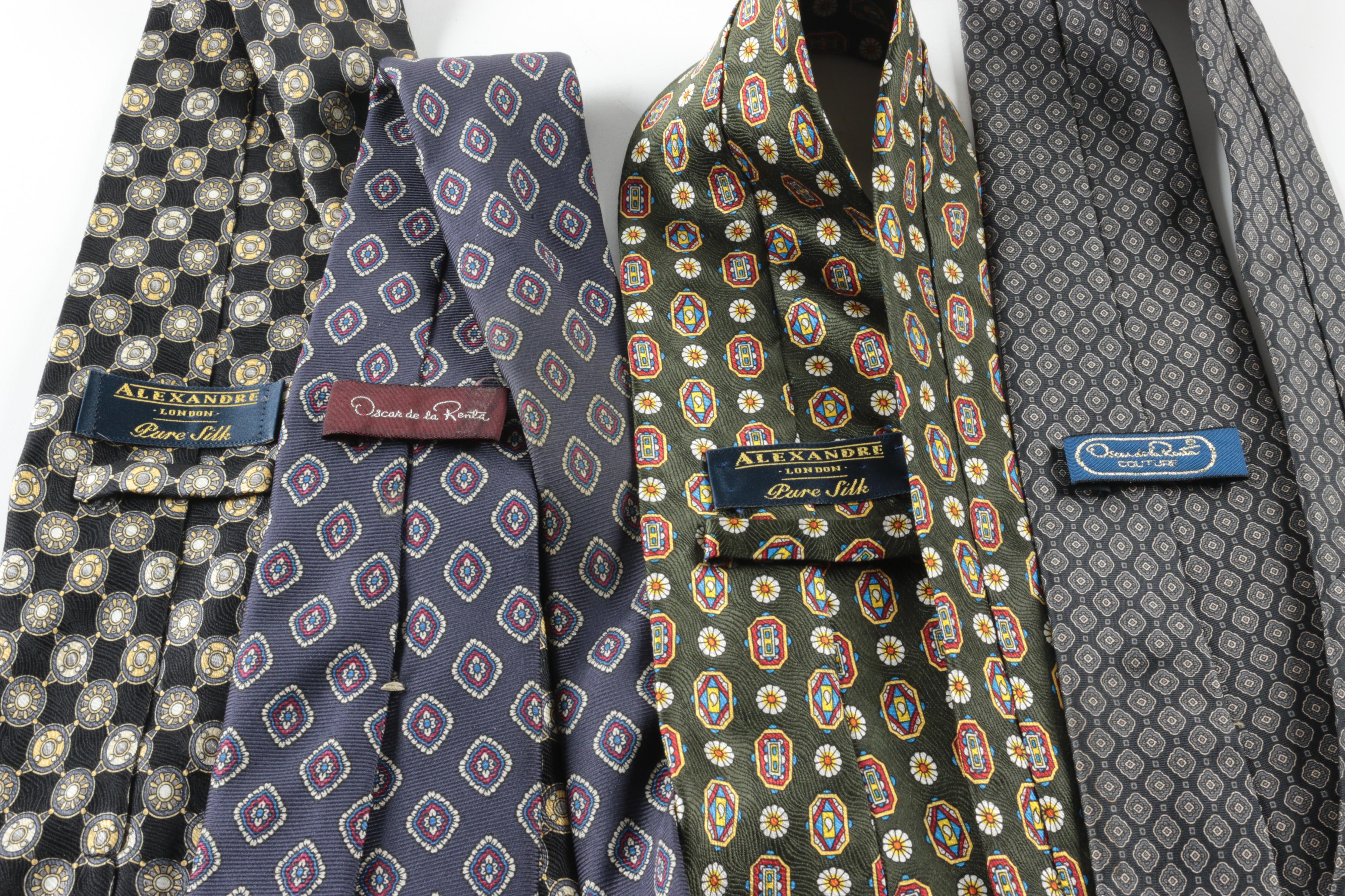 Men's Designer Silk Neckties Including Burberry and Oscar de la Renta