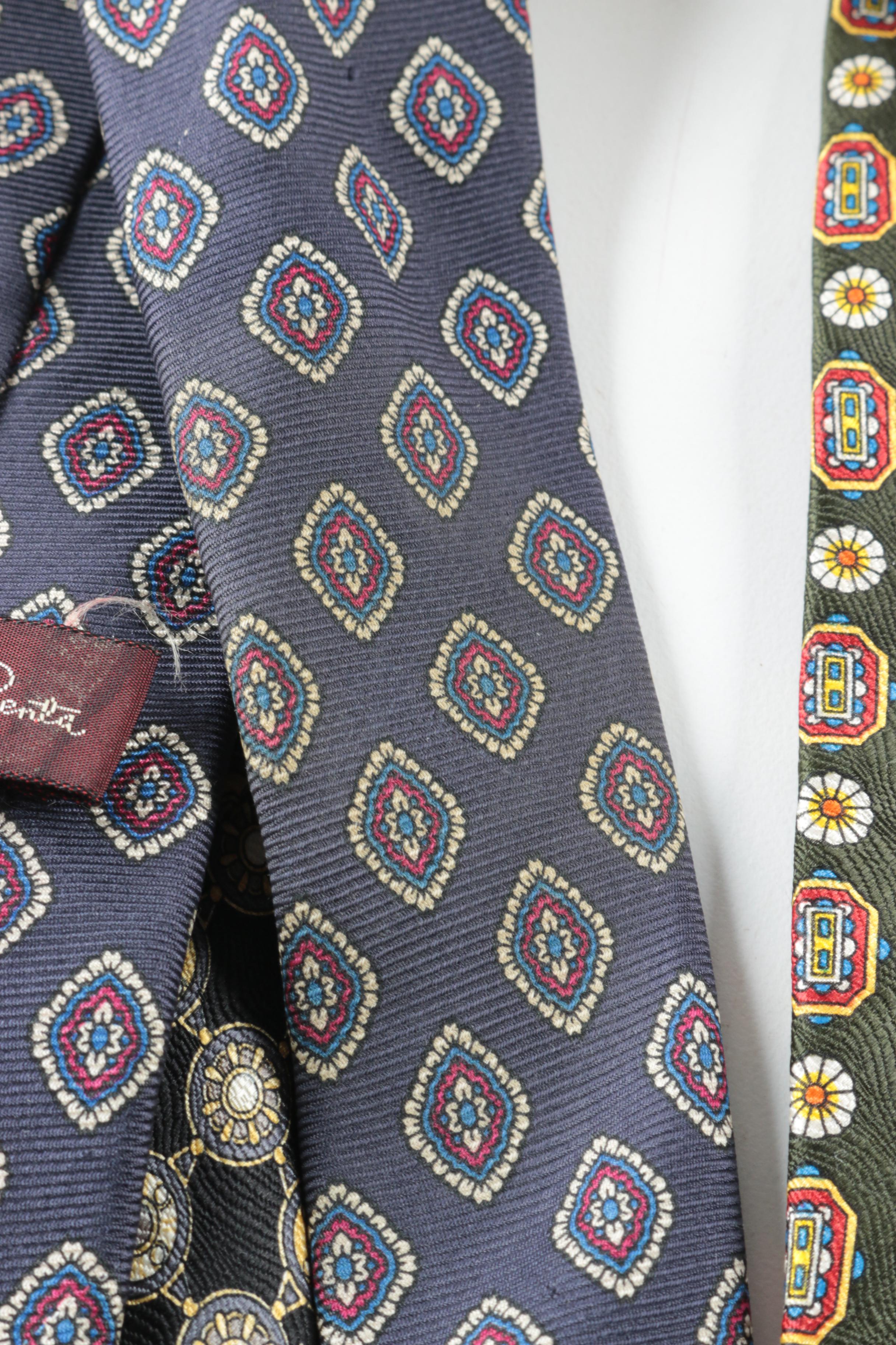 Men's Designer Silk Neckties Including Burberry and Oscar de la Renta