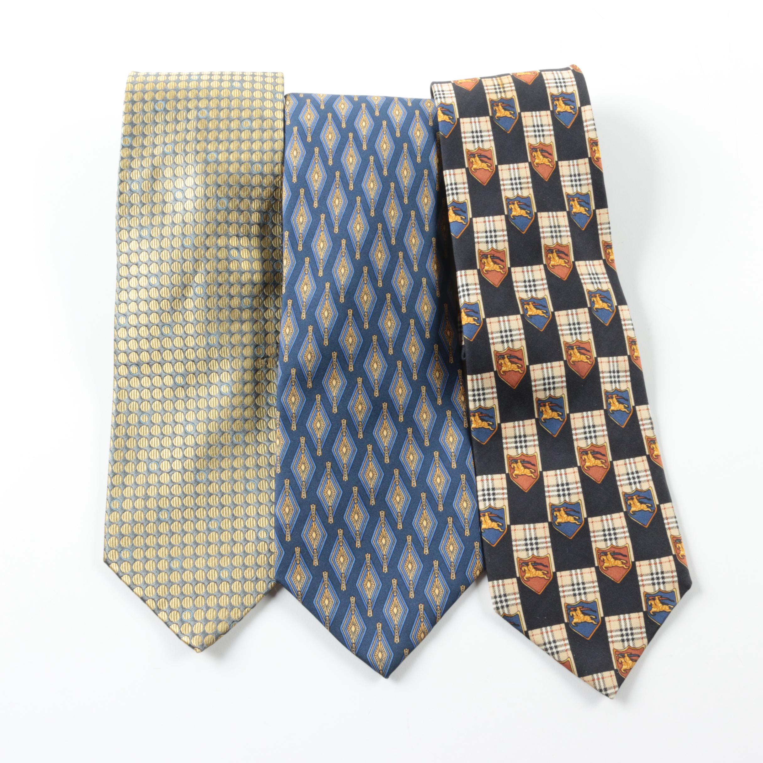 Men's Designer Silk Neckties Including Burberry and Oscar de la Renta