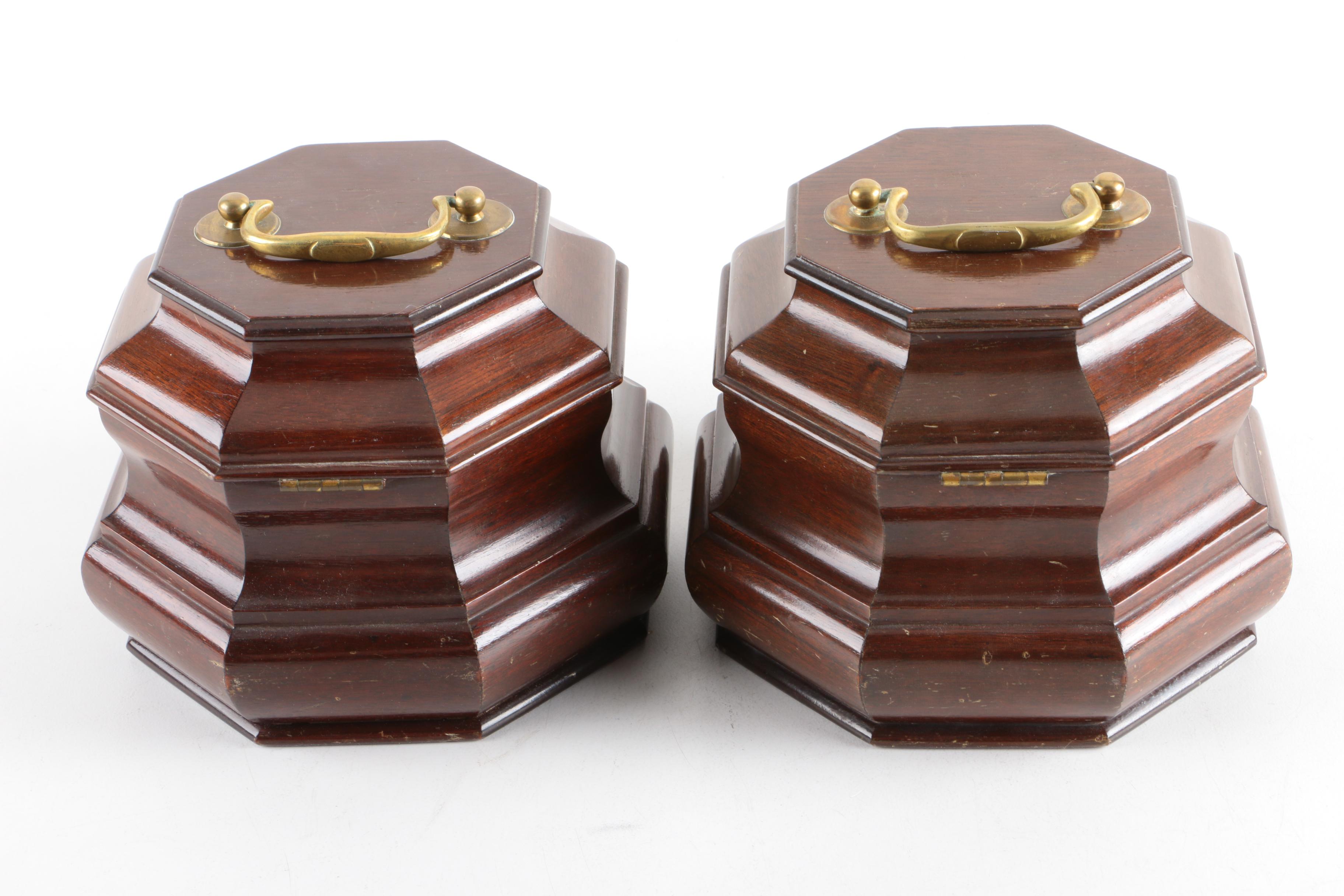 Pair of Wooden Tobacco Boxes
