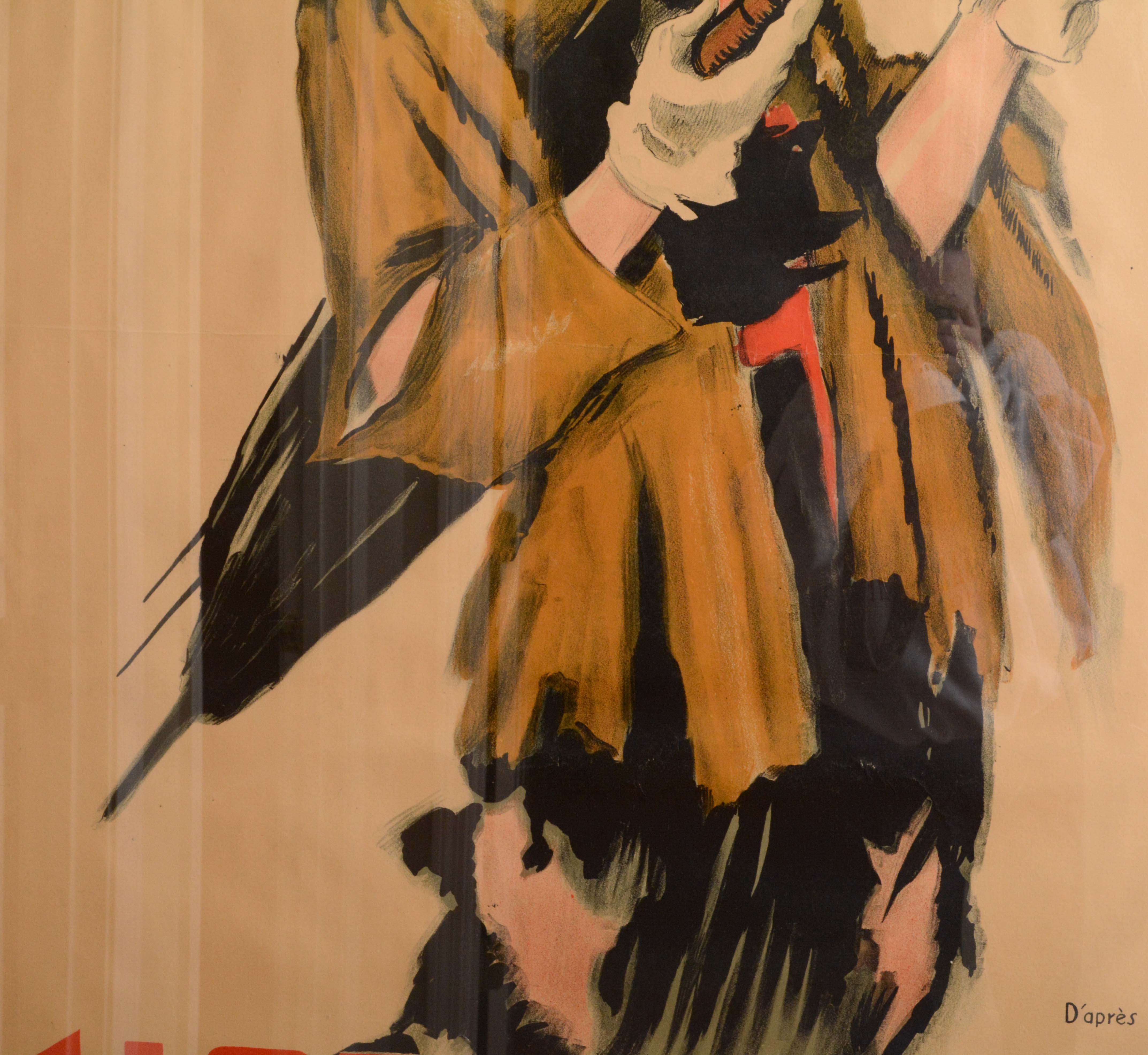 1937 French Lithograph Poster for Mistinguett after Jean-Dominique van Caulaert