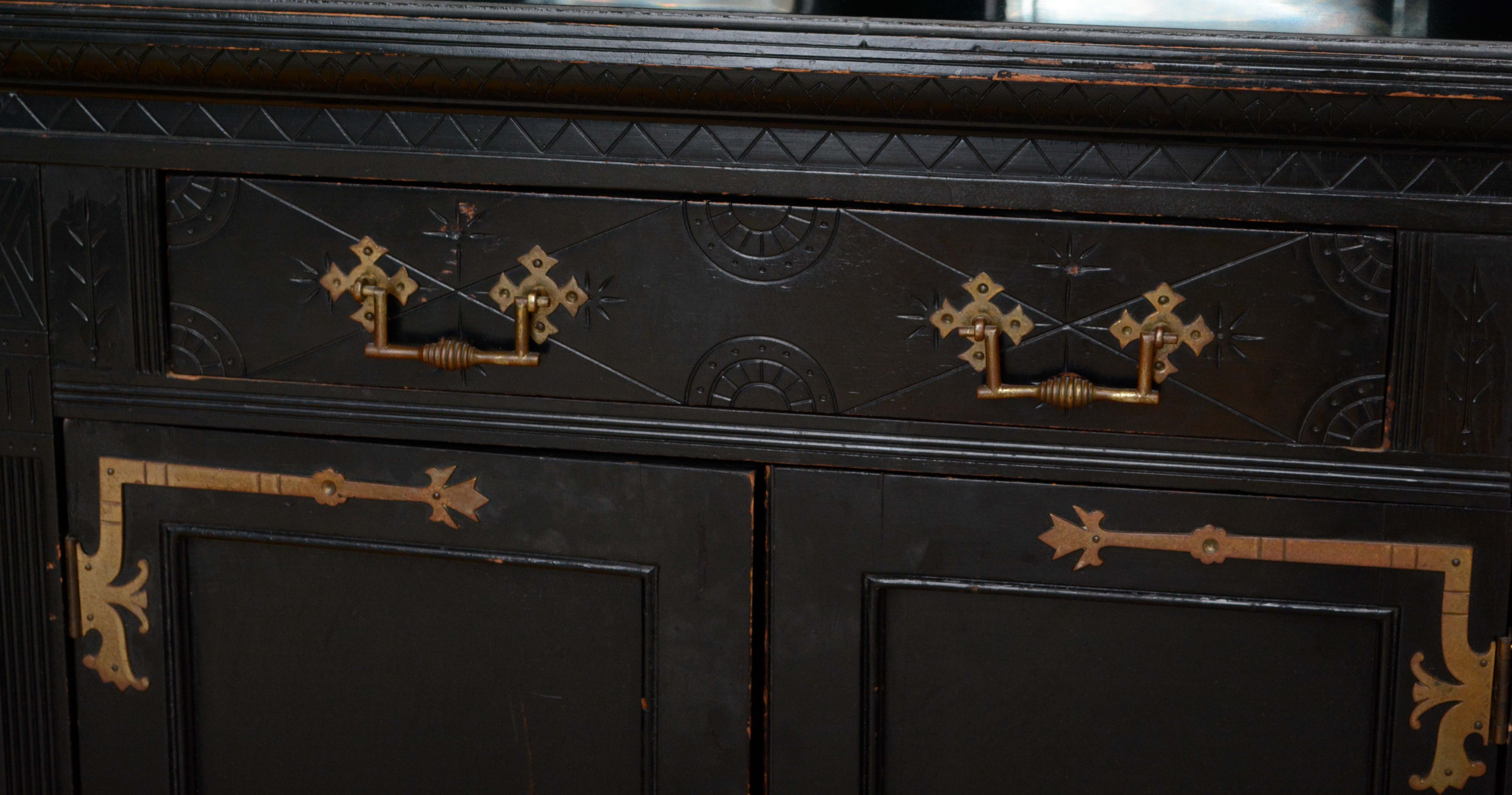 Antique Ebonized Eastlake Corner Cabinet