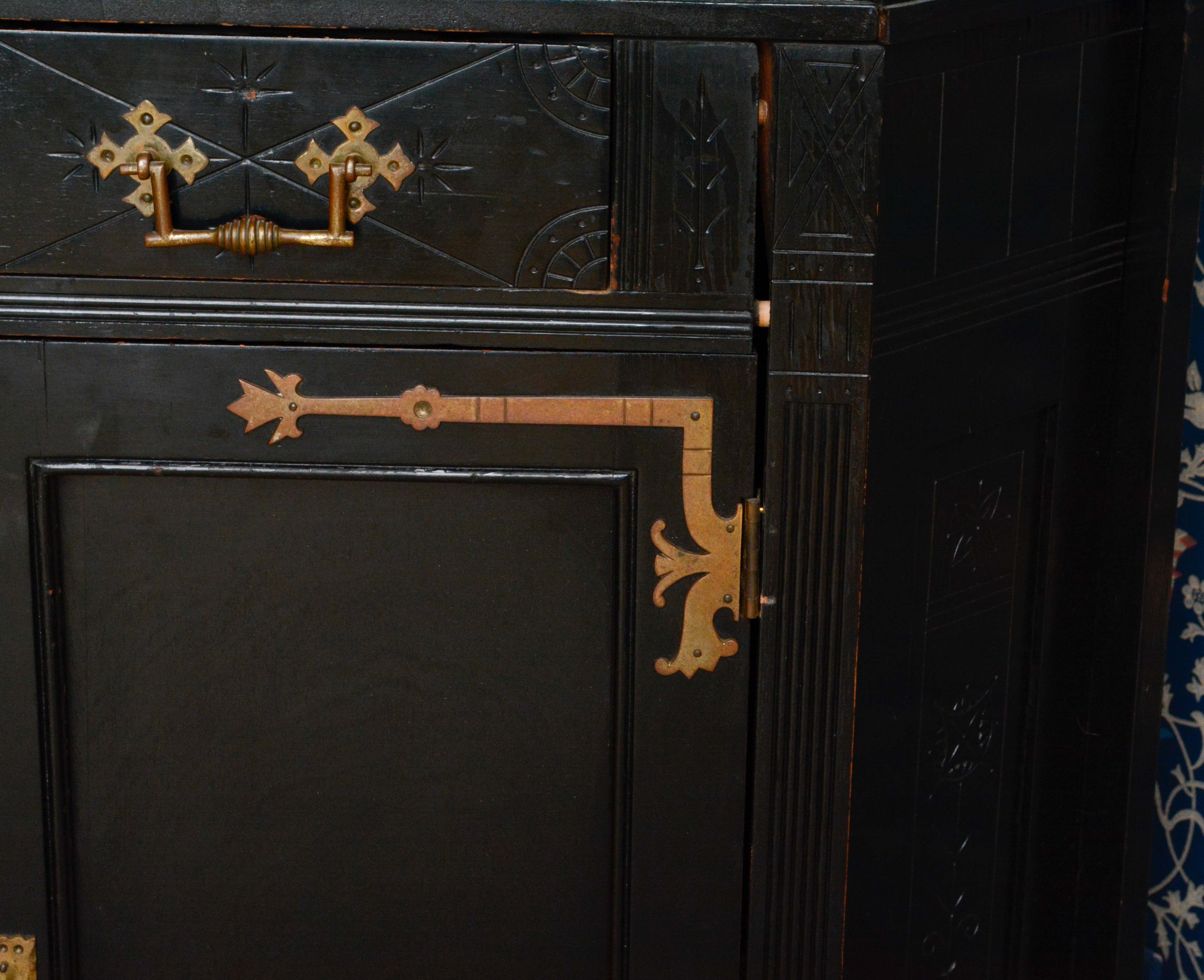 Antique Ebonized Eastlake Corner Cabinet