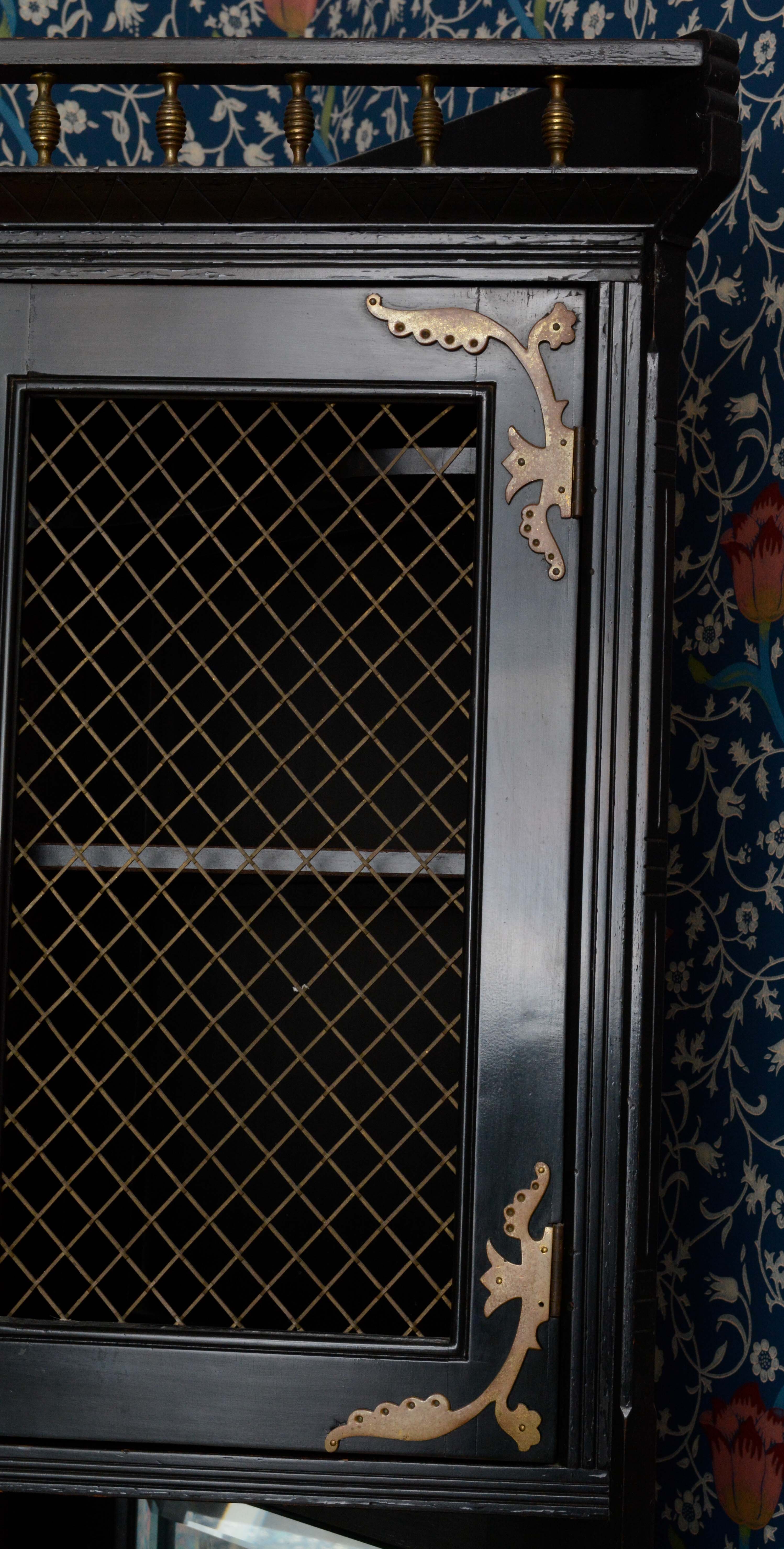 Antique Ebonized Eastlake Corner Cabinet