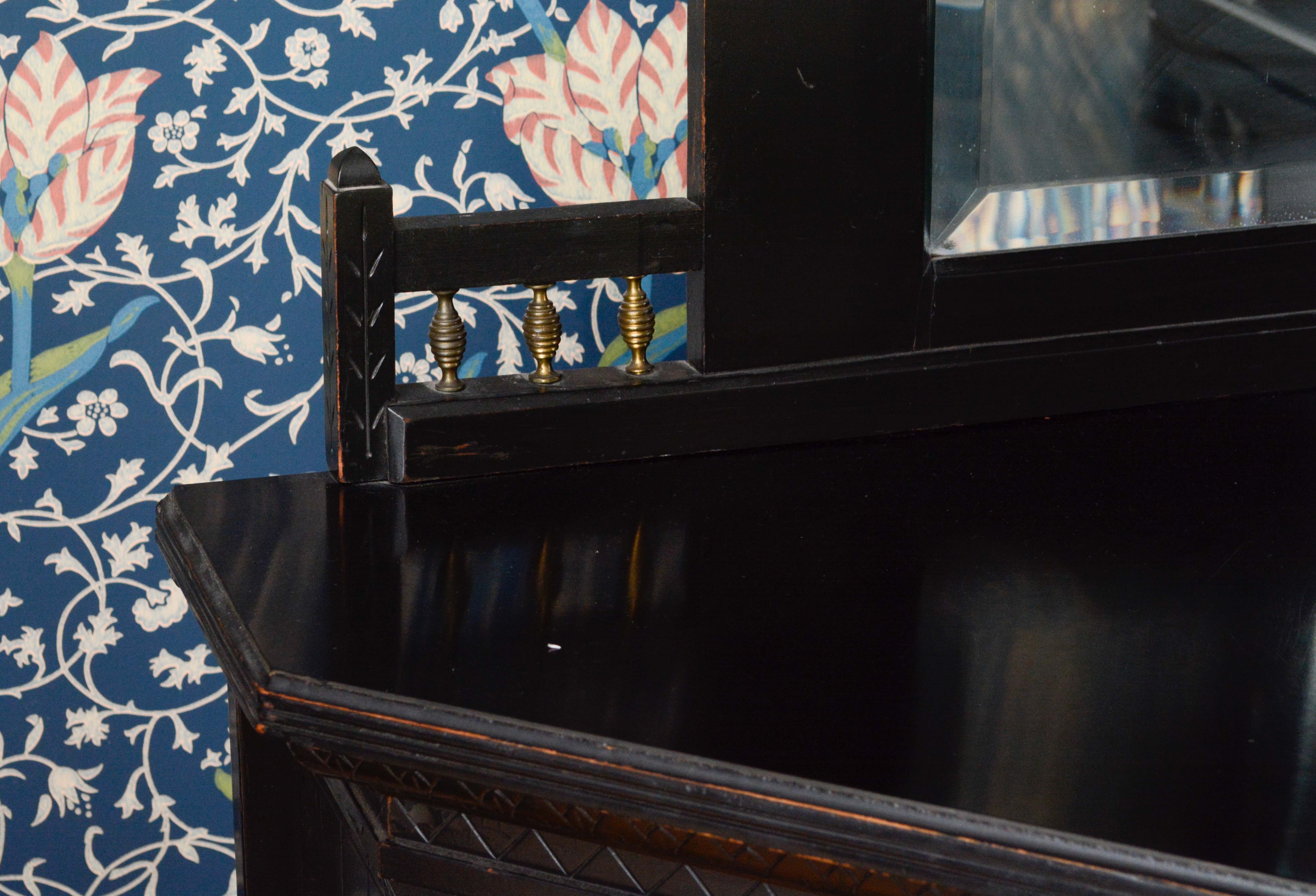 Antique Ebonized Eastlake Corner Cabinet