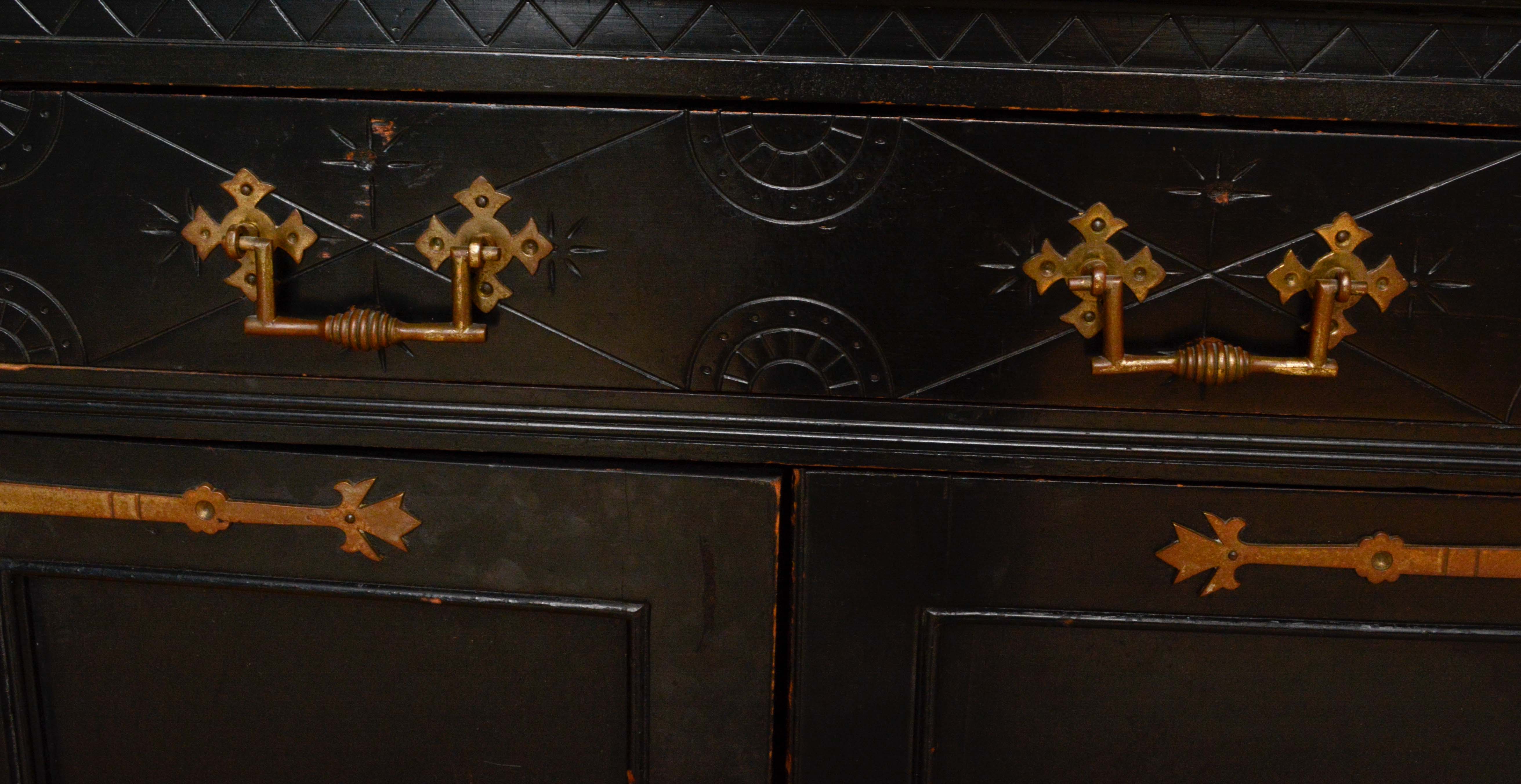 Antique Ebonized Eastlake Corner Cabinet