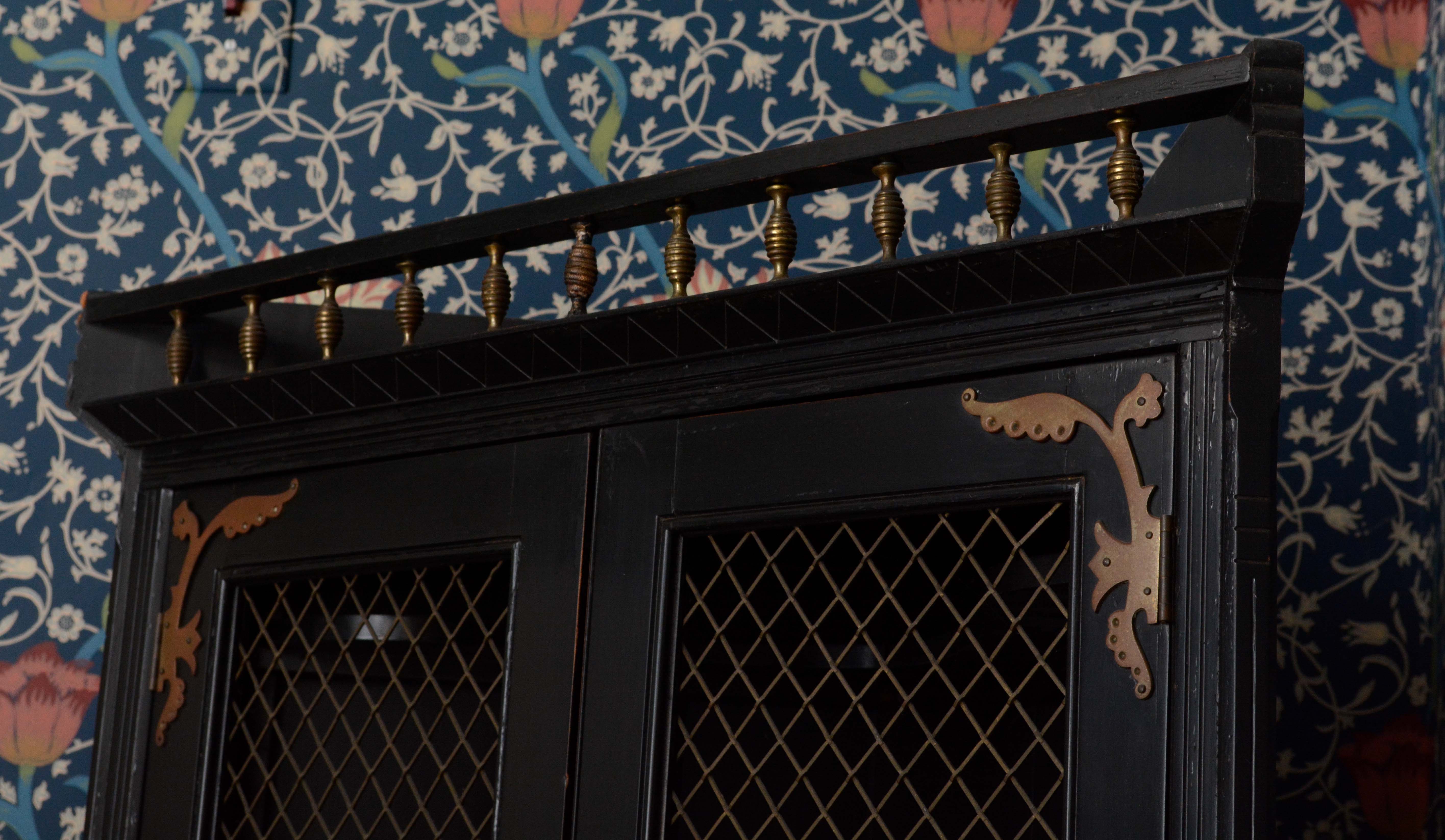 Antique Ebonized Eastlake Corner Cabinet