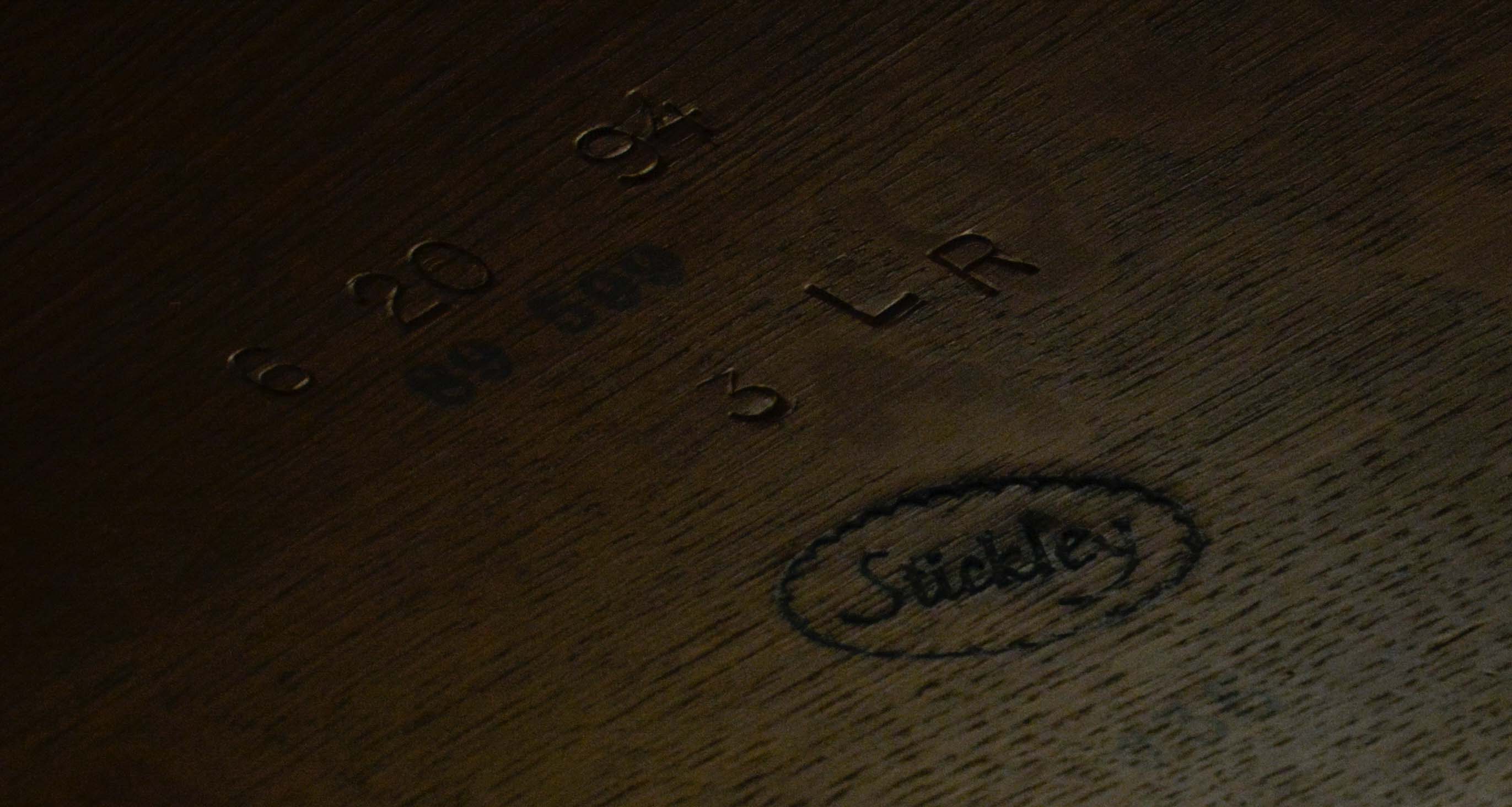 Stickley Mission Style Oak Dining Table and Leather Upholstered Side Chairs