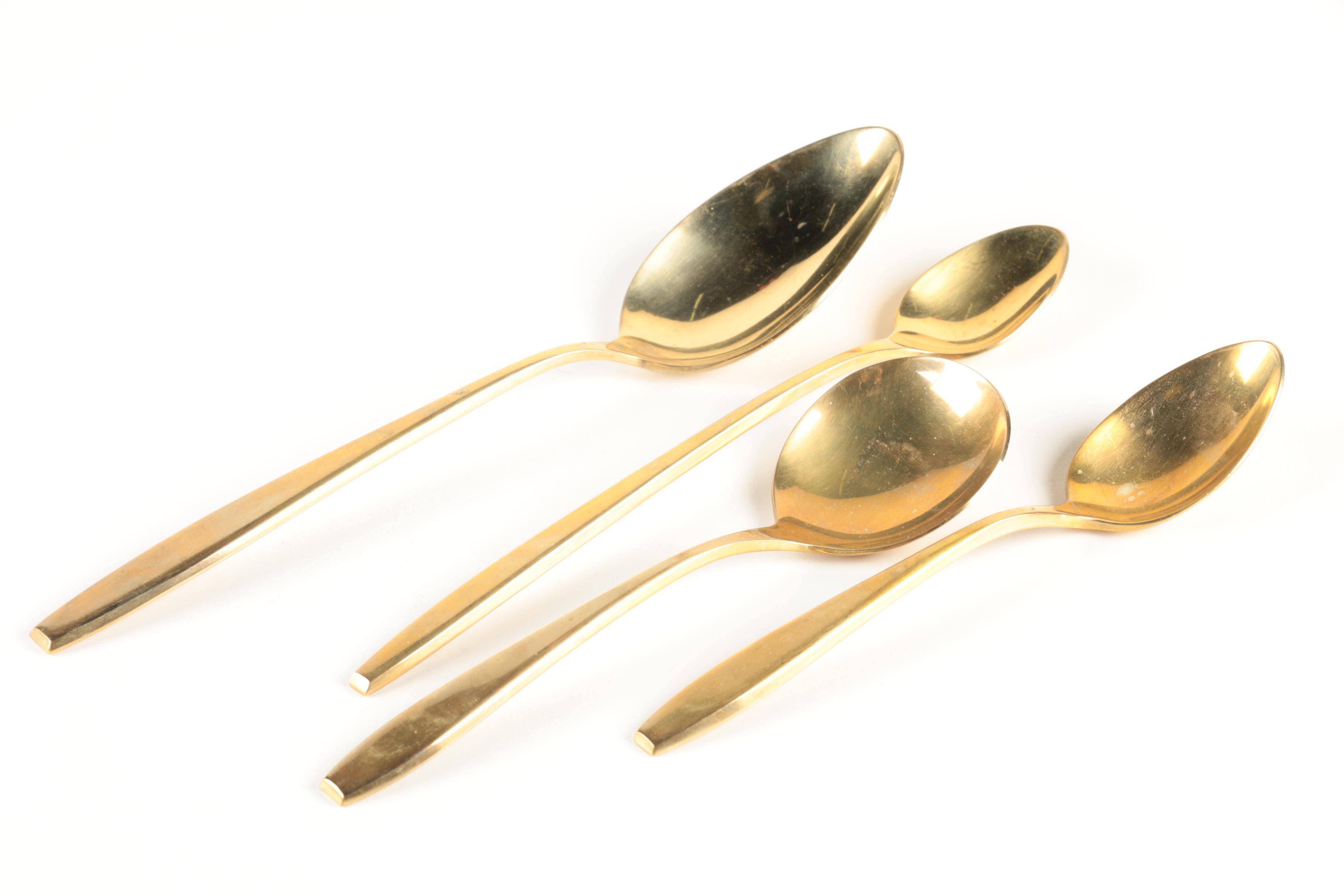 Dorling "Golden Autumn Symphony" Gold-Toned Flatware with Wooden Chest