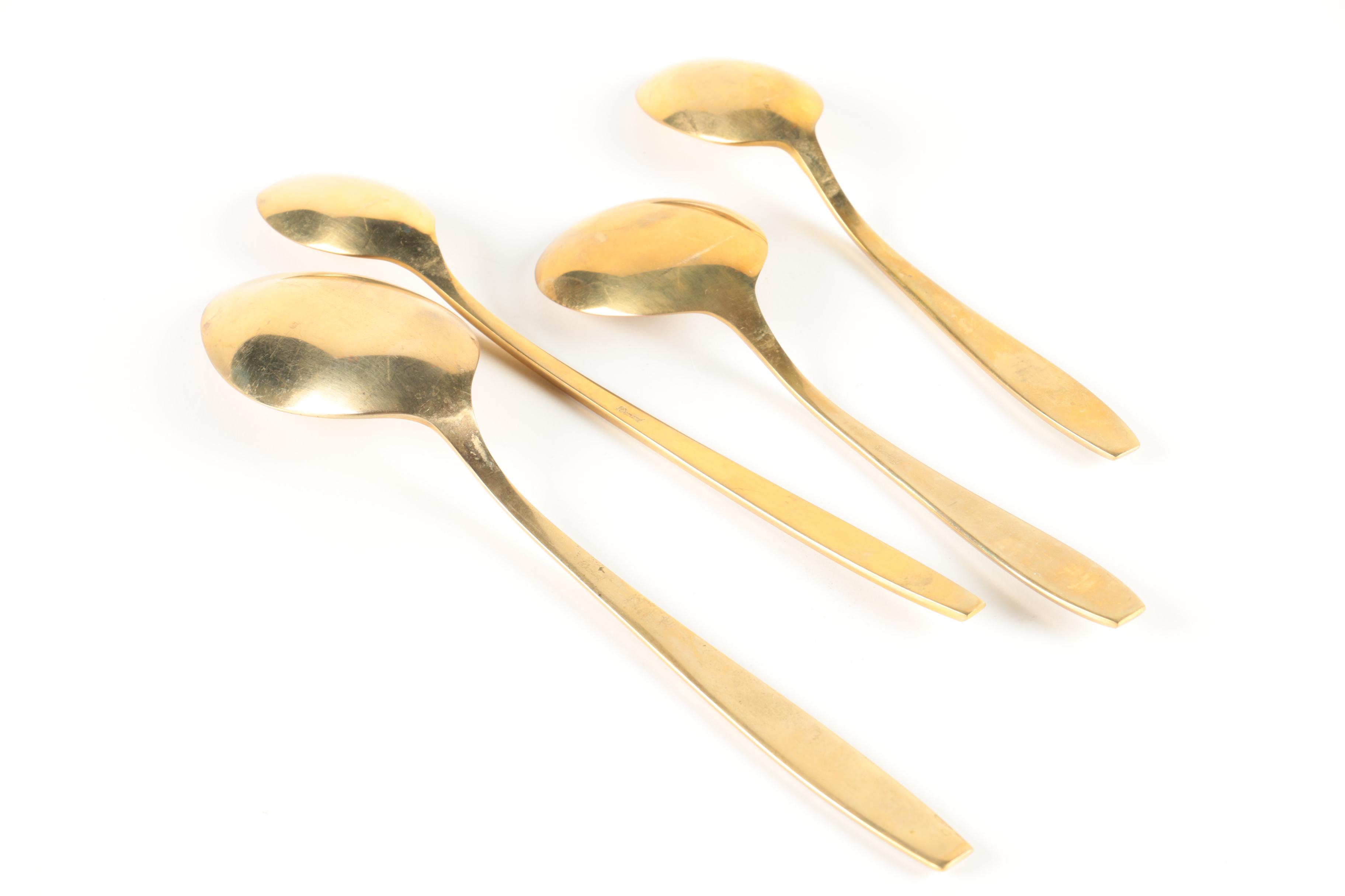Dorling "Golden Autumn Symphony" Gold-Toned Flatware with Wooden Chest