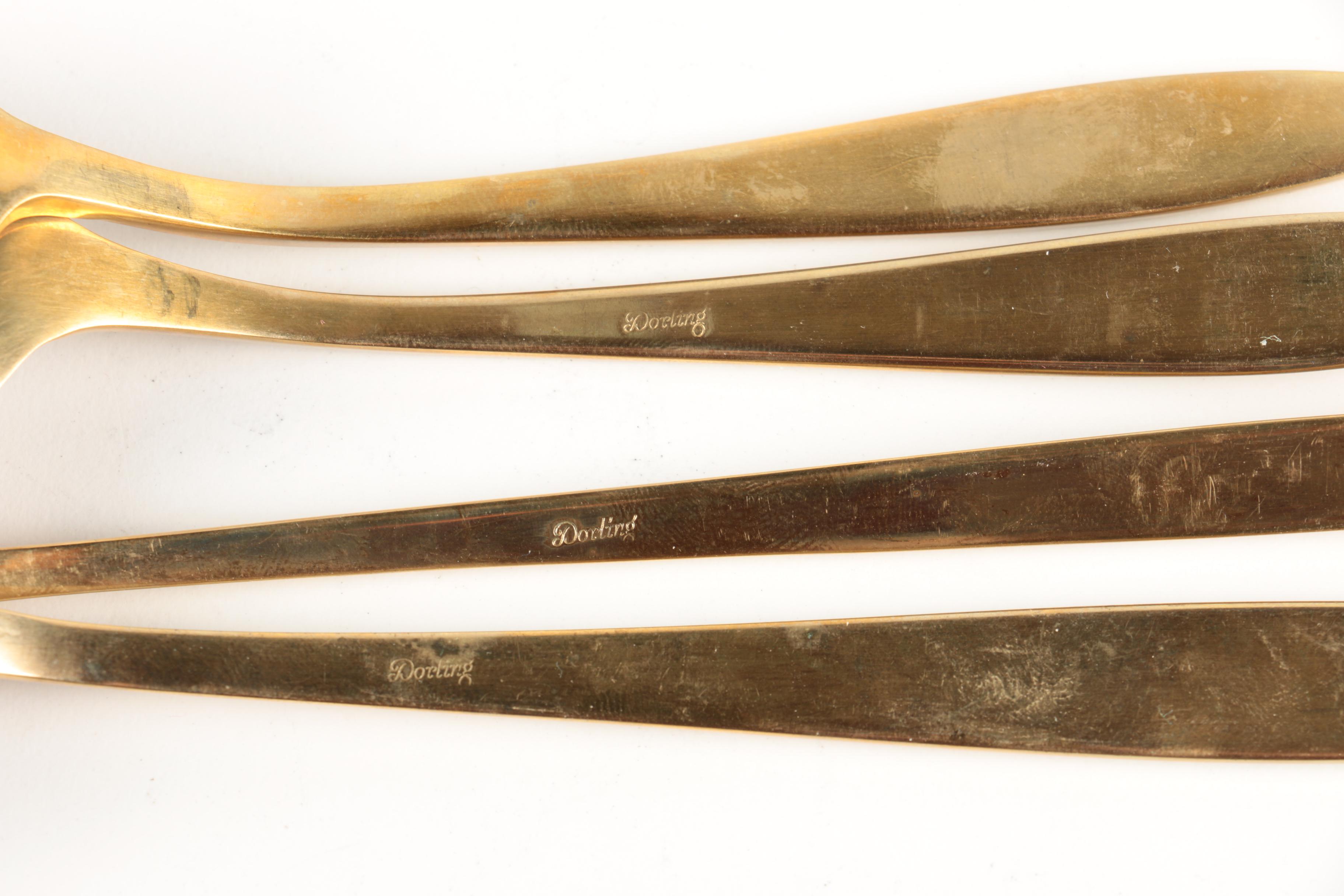 Dorling "Golden Autumn Symphony" Gold-Toned Flatware with Wooden Chest