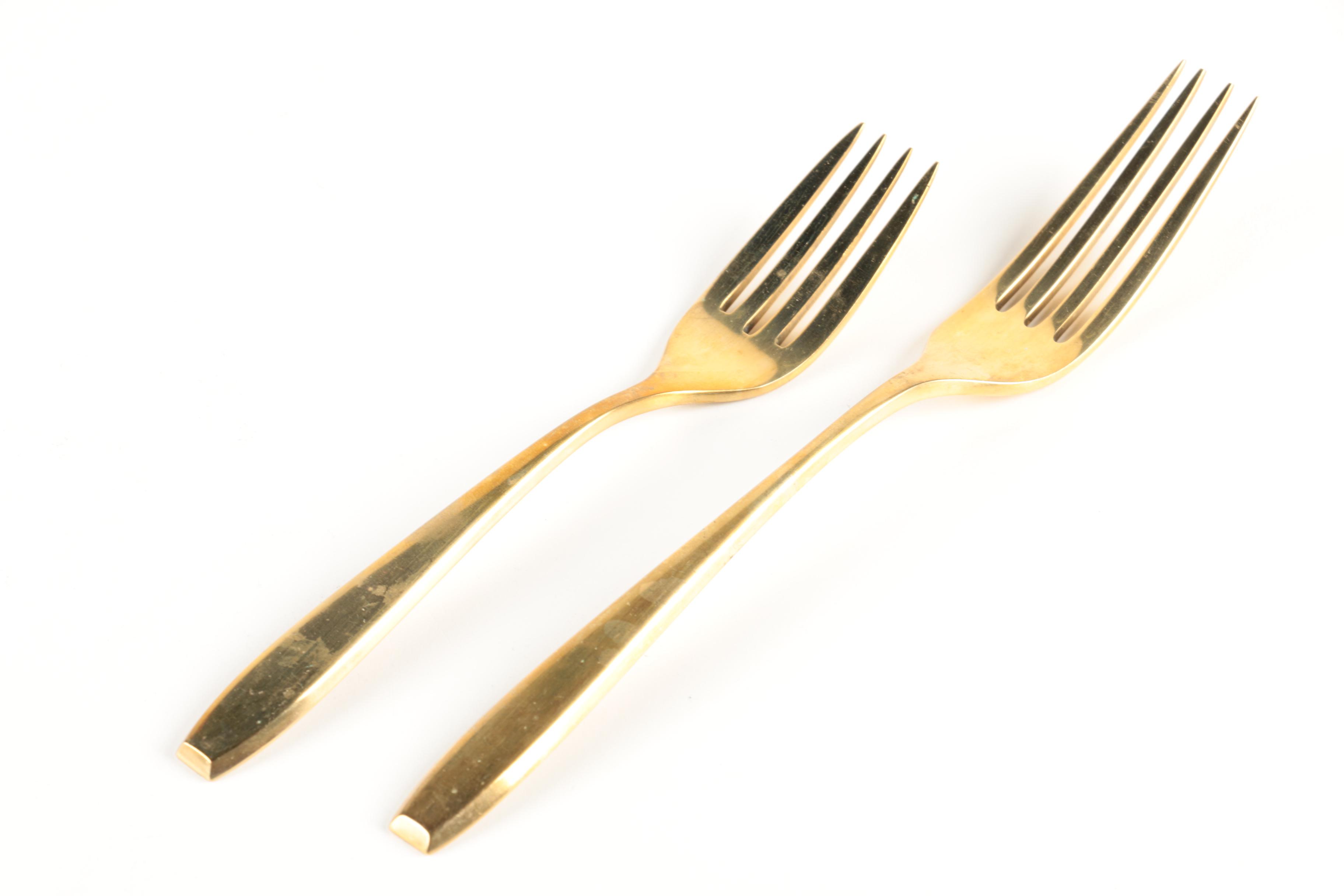 Dorling "Golden Autumn Symphony" Gold-Toned Flatware with Wooden Chest