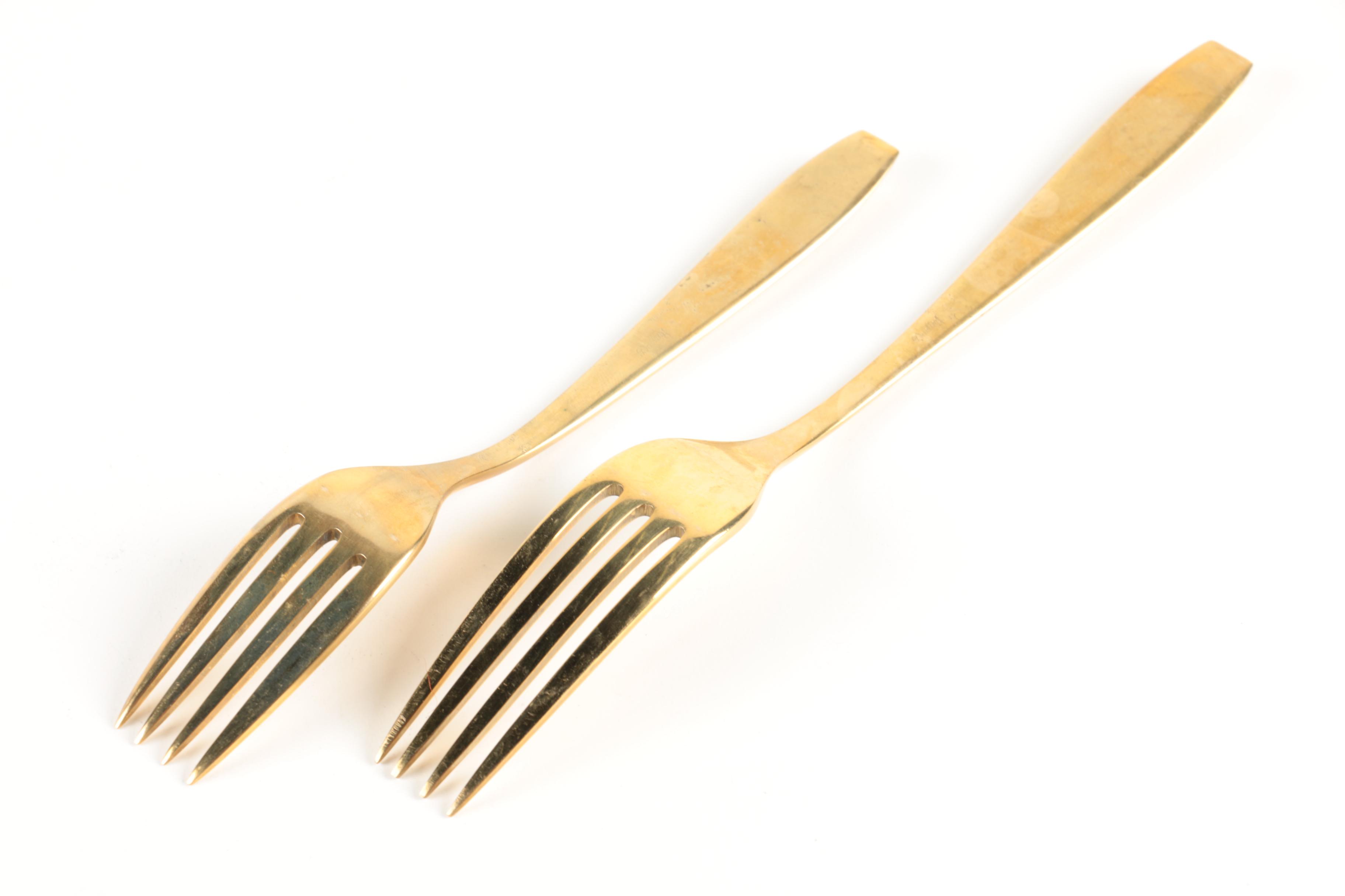 Dorling "Golden Autumn Symphony" Gold-Toned Flatware with Wooden Chest